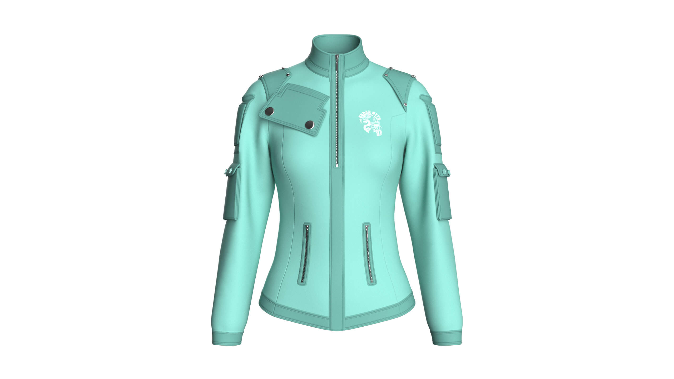 Girls Sleeve Cargo Pocket Zip Jacket 3D Model