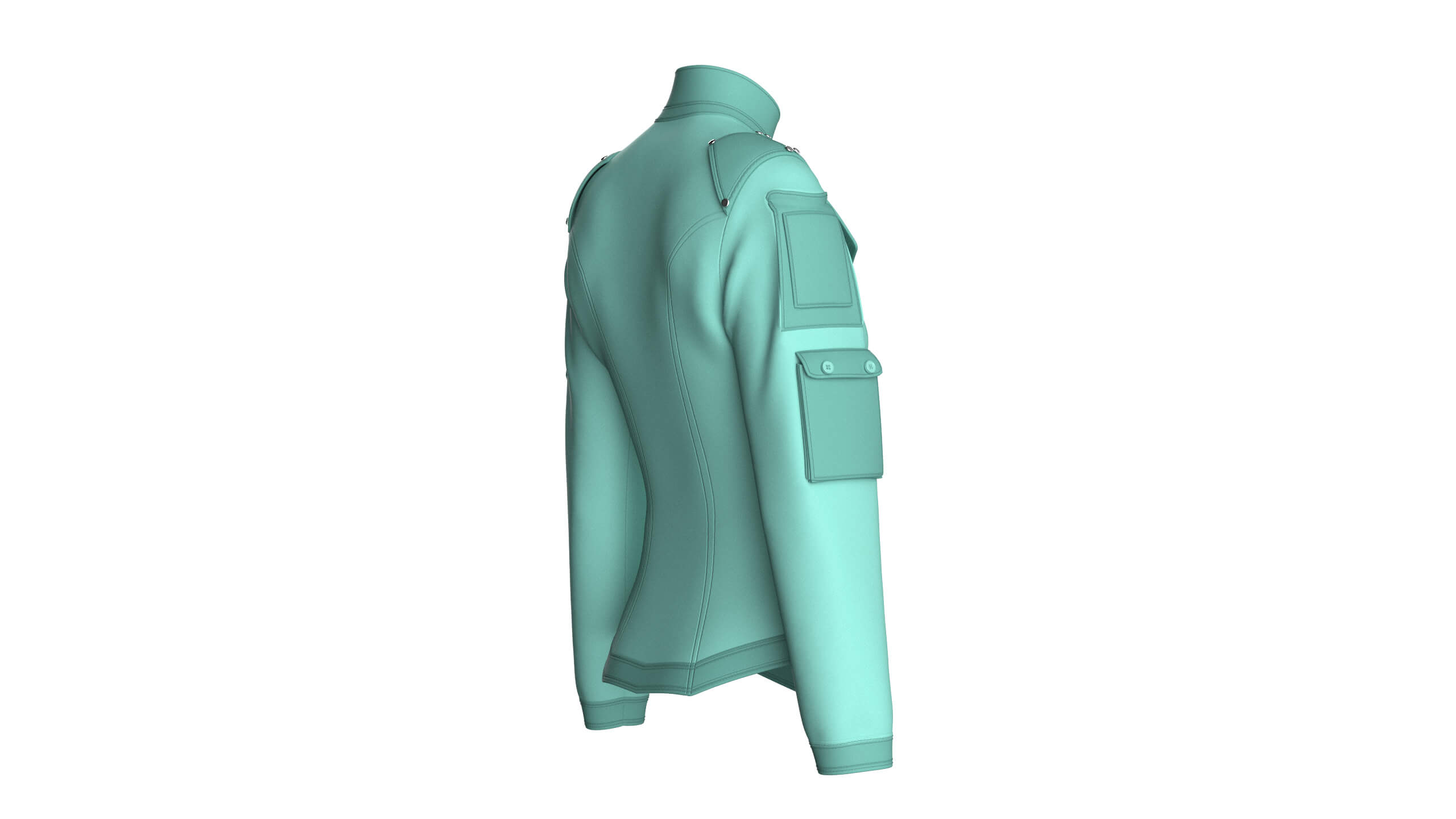 Girls Sleeve Cargo Pocket Zip Jacket 3D Model