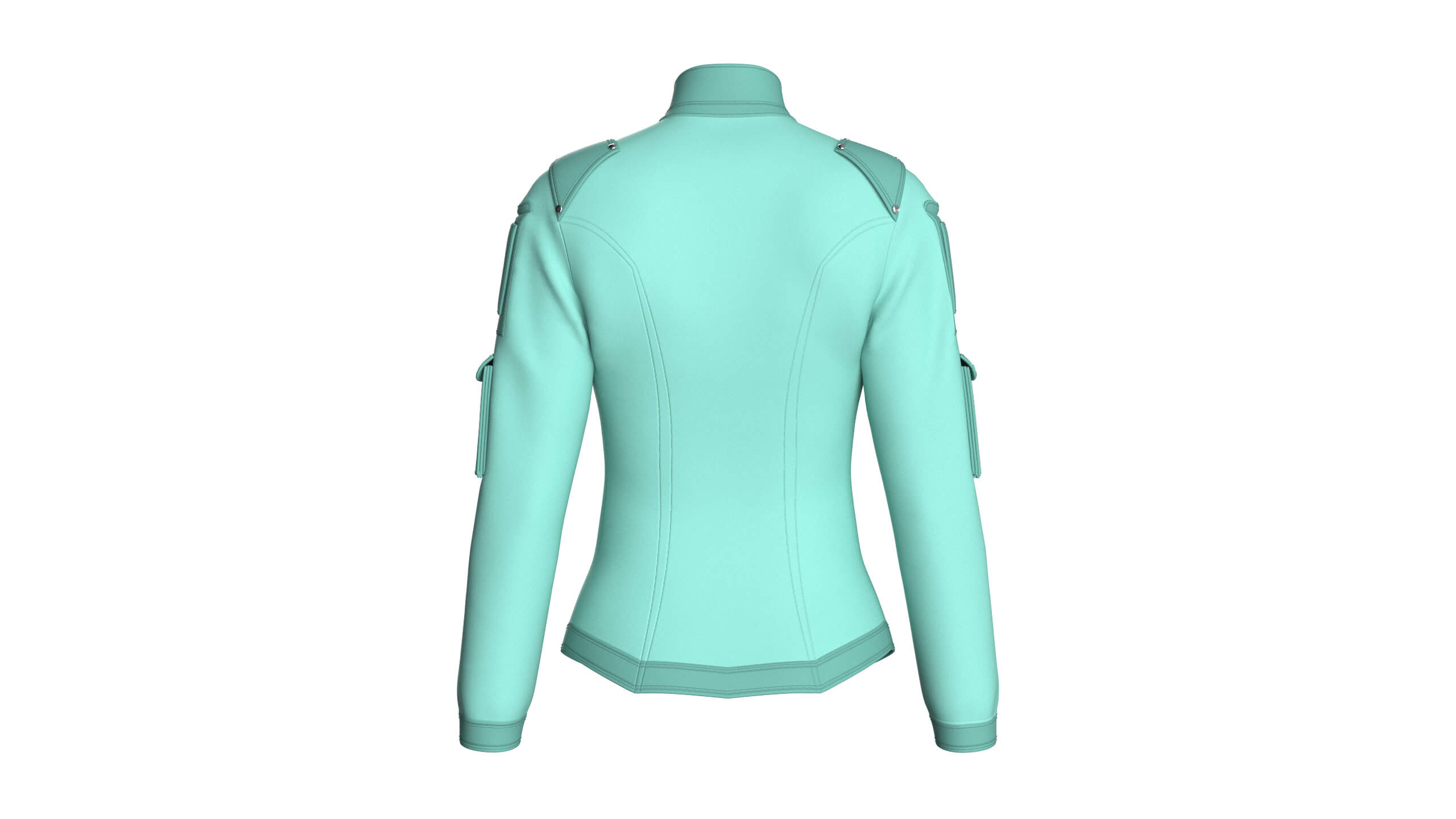 Girls Sleeve Cargo Pocket Zip Jacket 3D Model