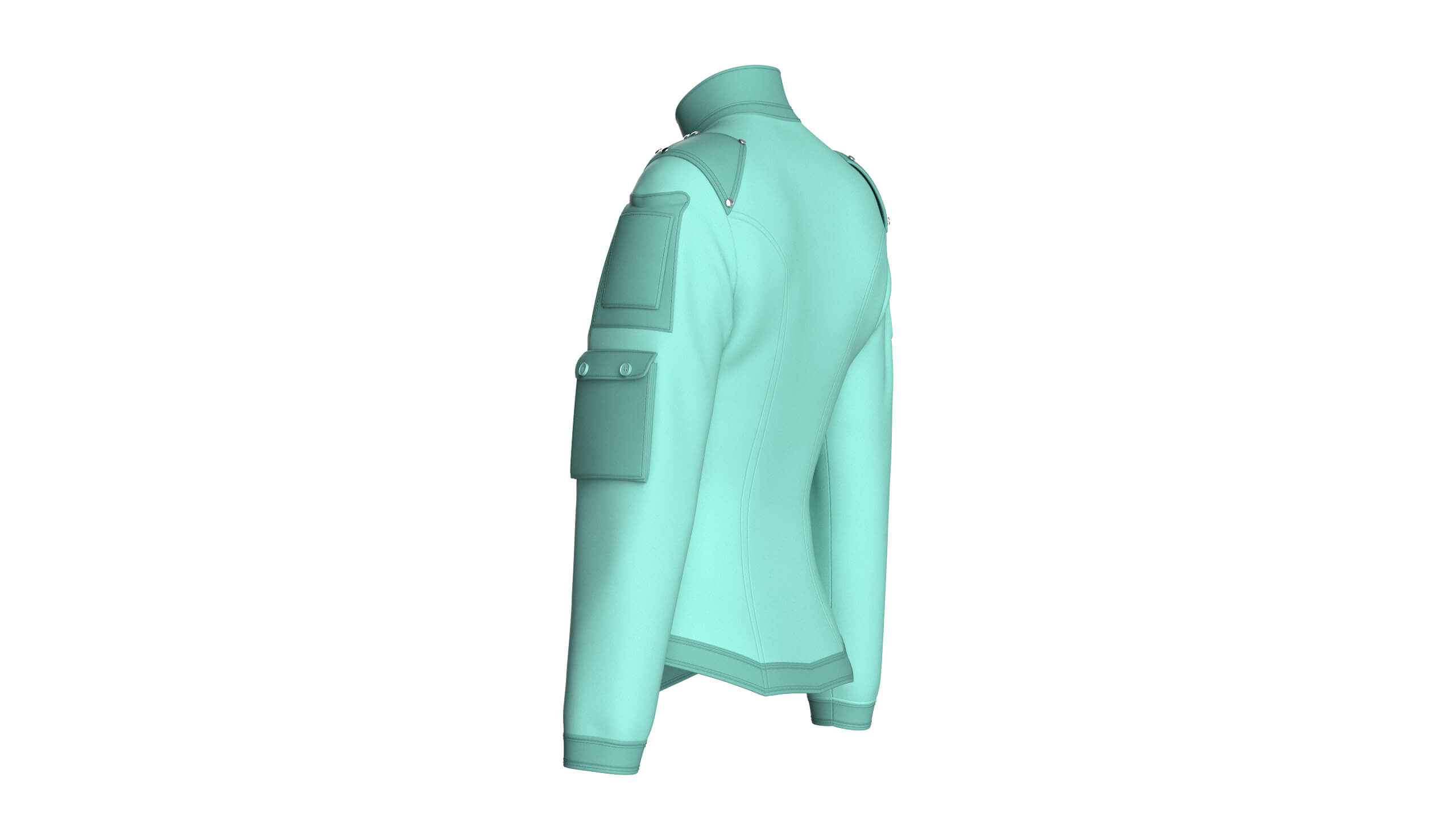 Girls Sleeve Cargo Pocket Zip Jacket 3D Model