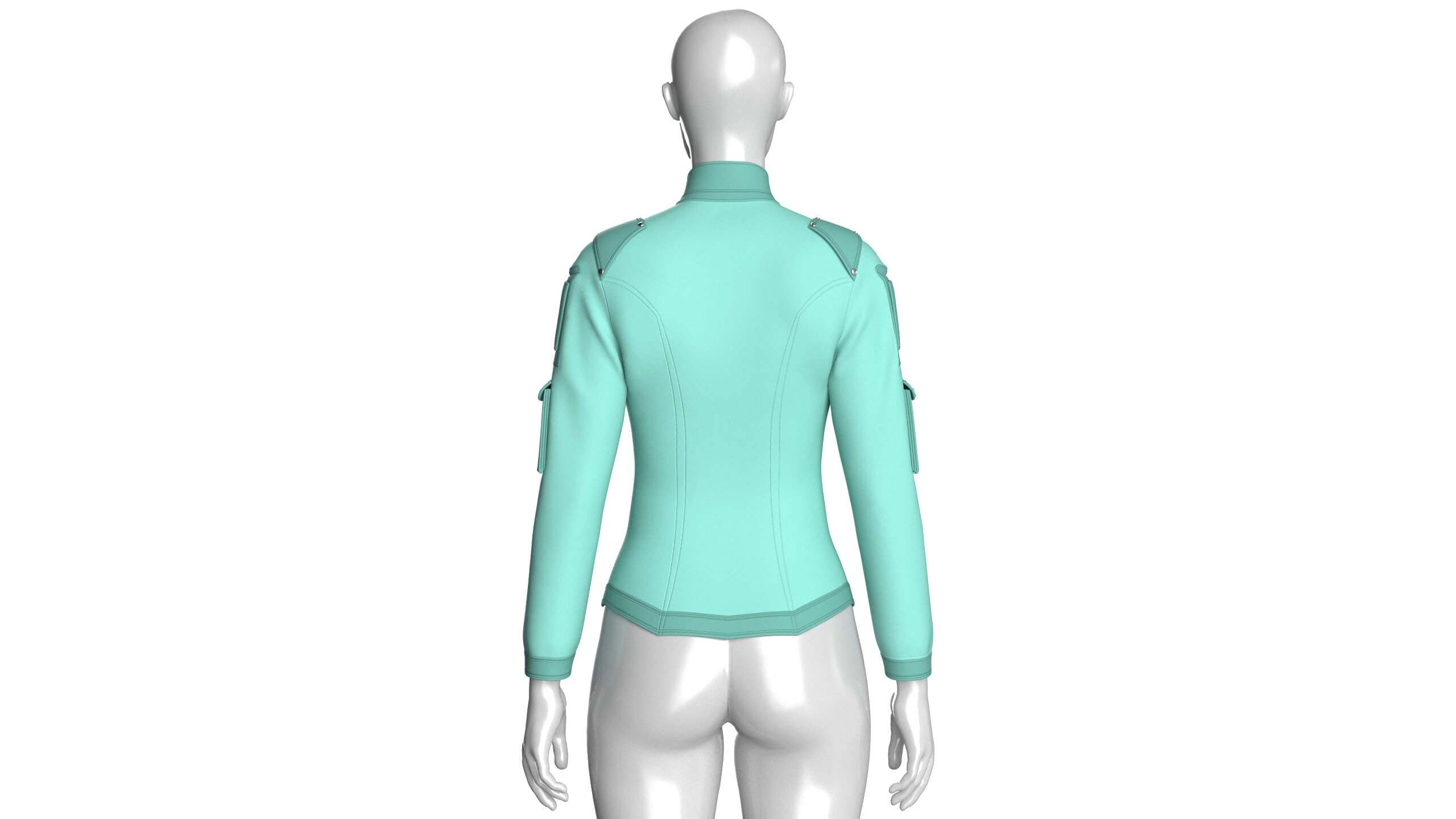 Girls Sleeve Cargo Pocket Zip Jacket 3D Model