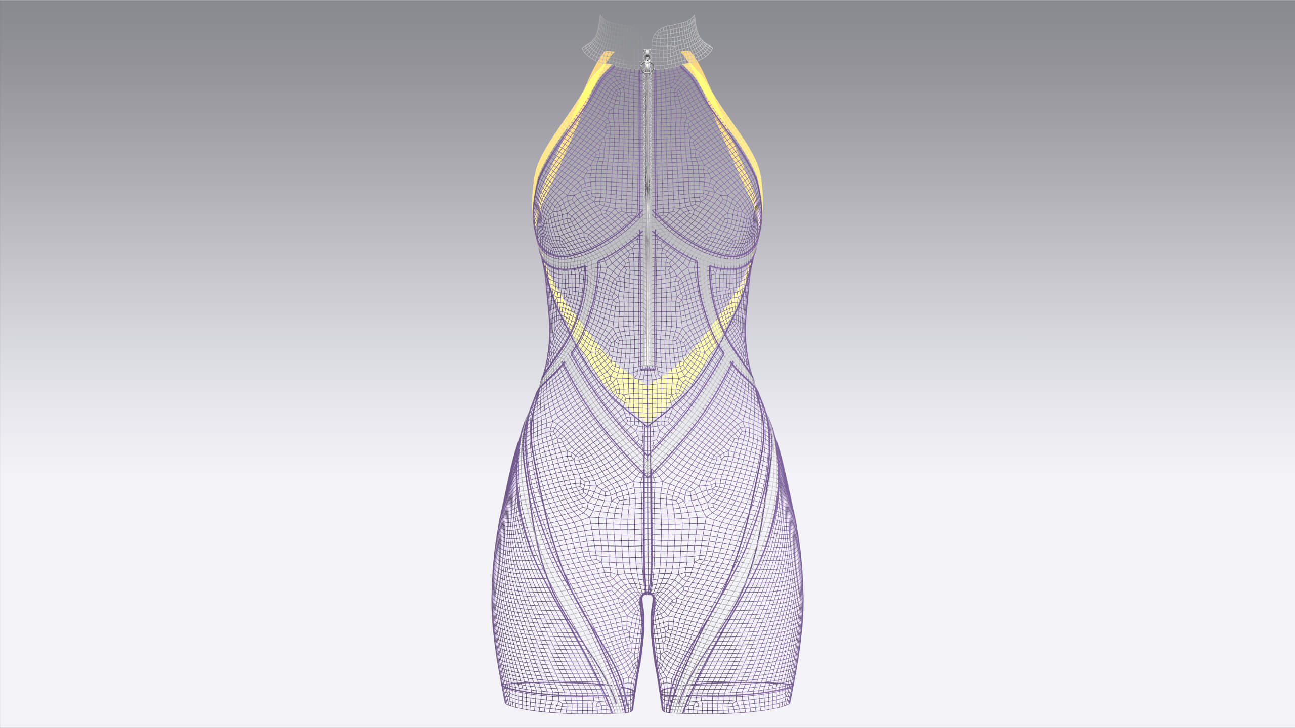 Girls Sleeveless Bodysuit with Contour Piping 3D Model