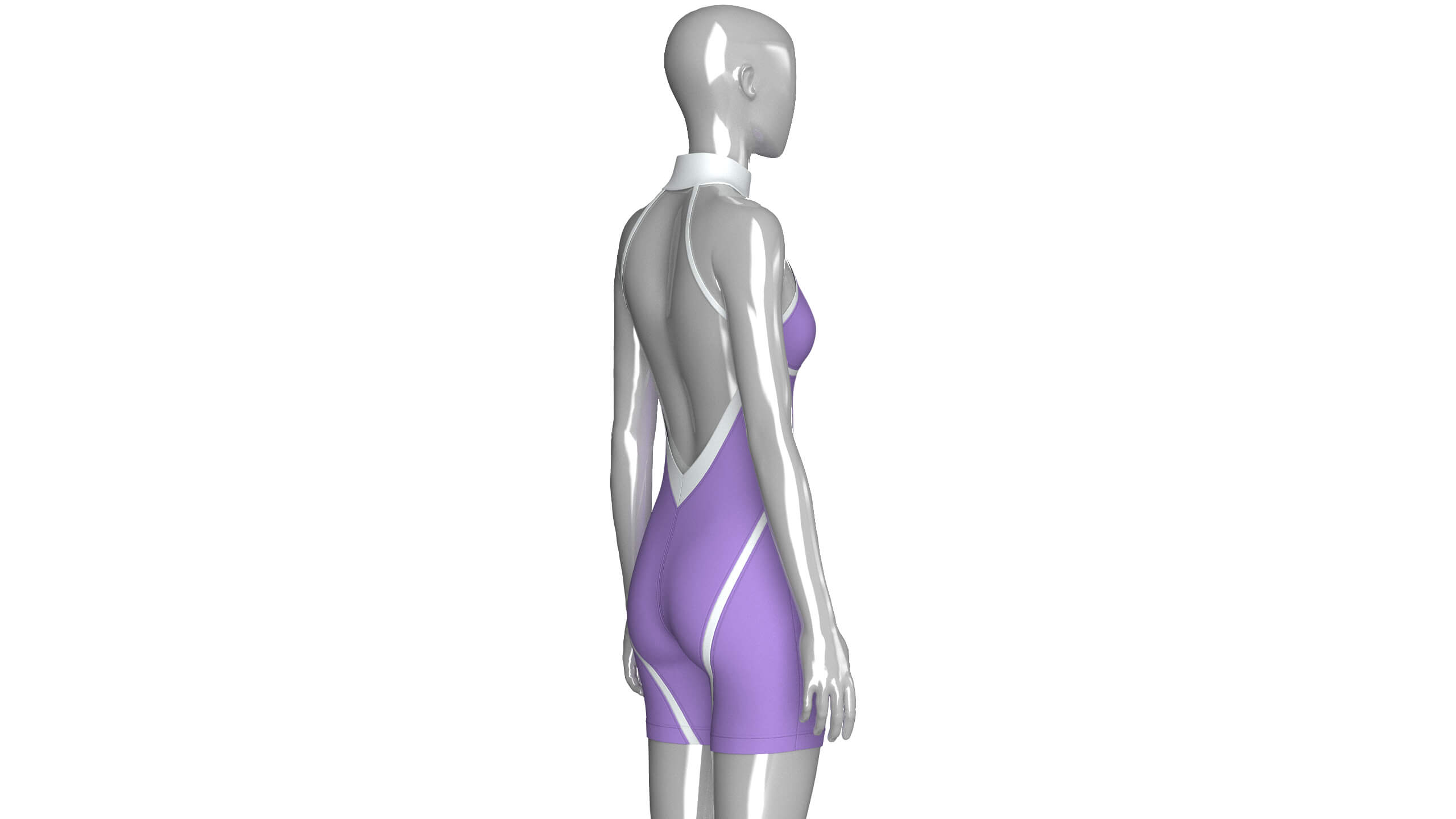 Girls Sleeveless Bodysuit with Contour Piping 3D Model