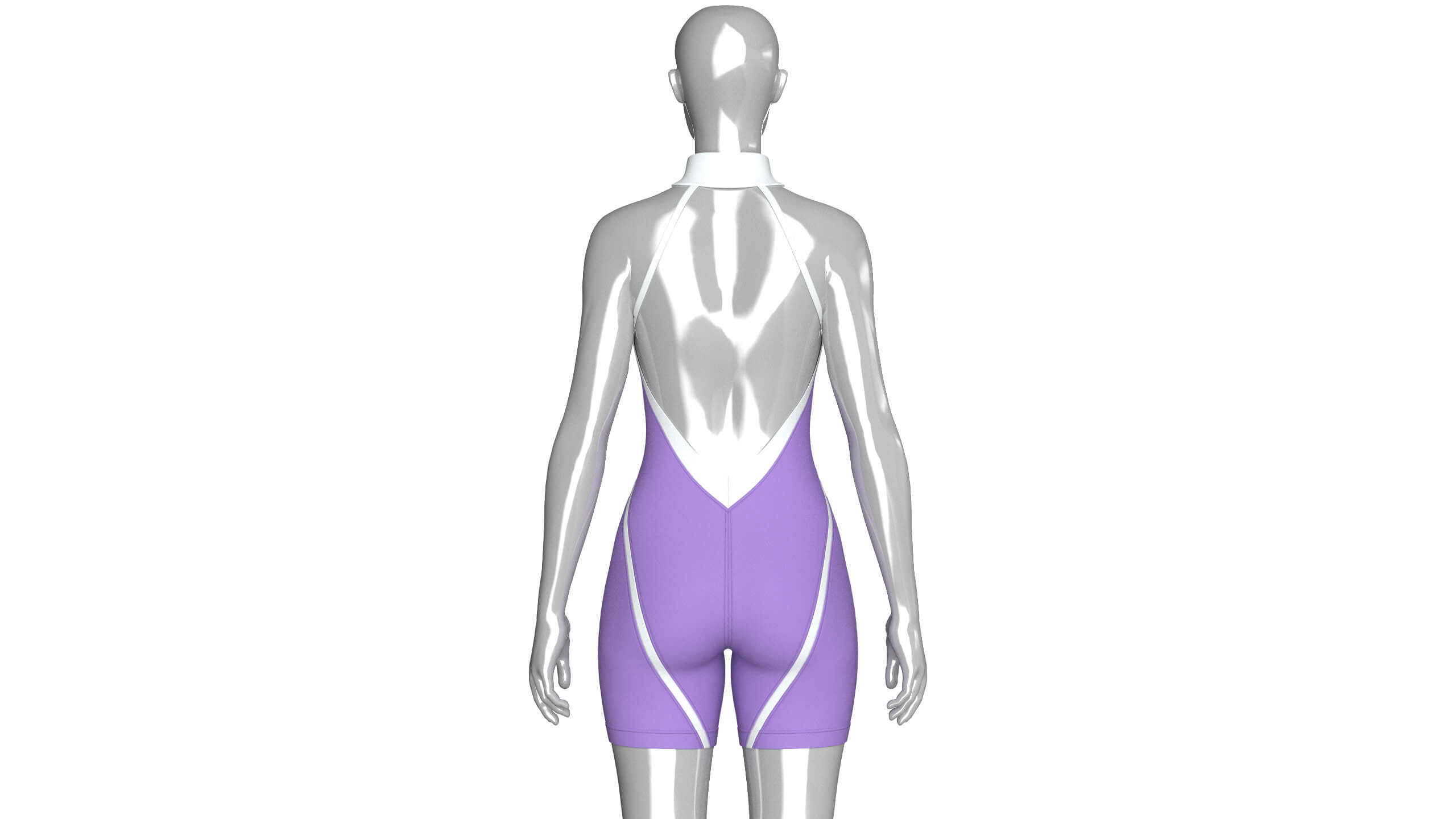 Girls Sleeveless Bodysuit with Contour Piping 3D Model