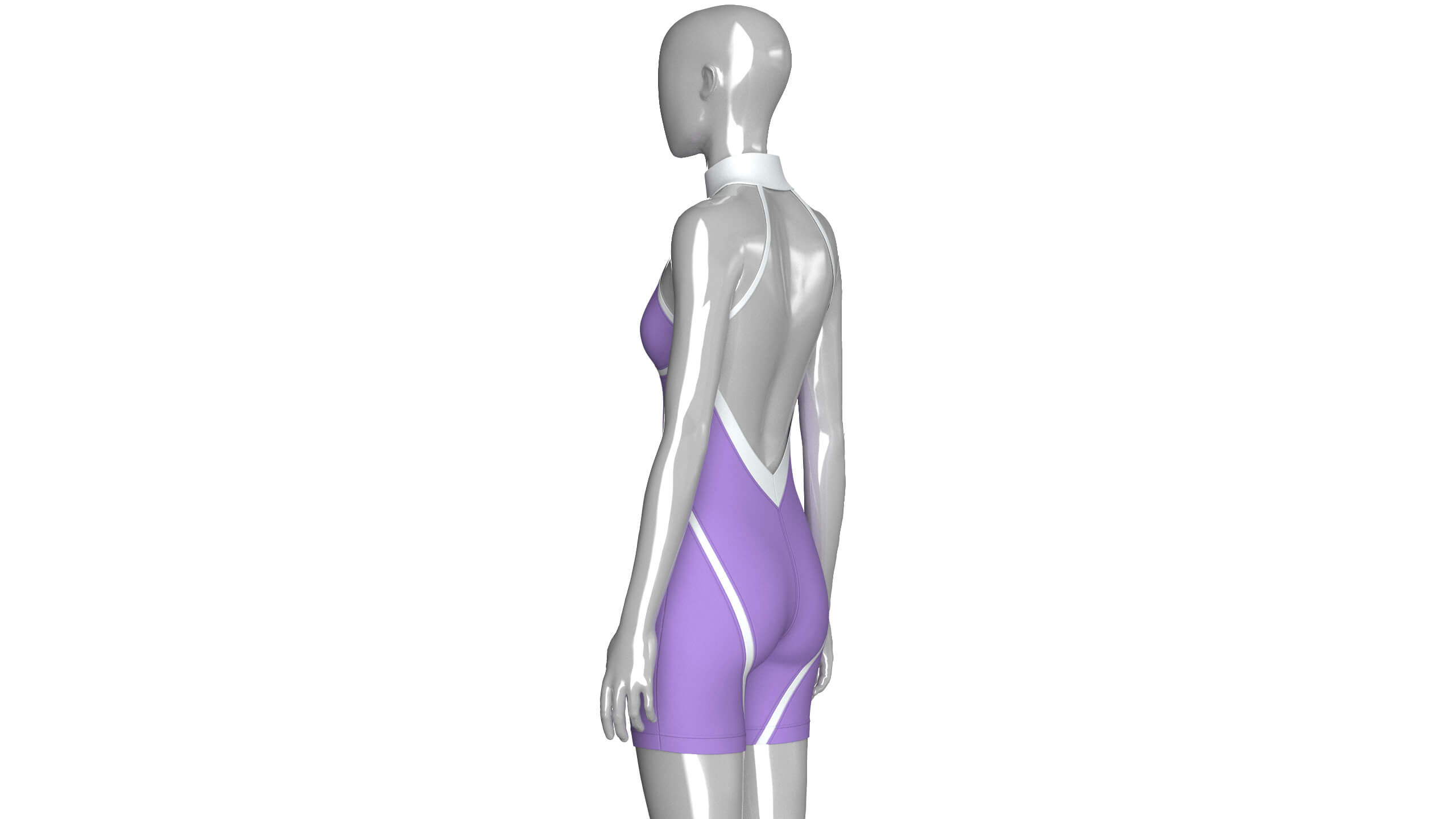Girls Sleeveless Bodysuit with Contour Piping 3D Model