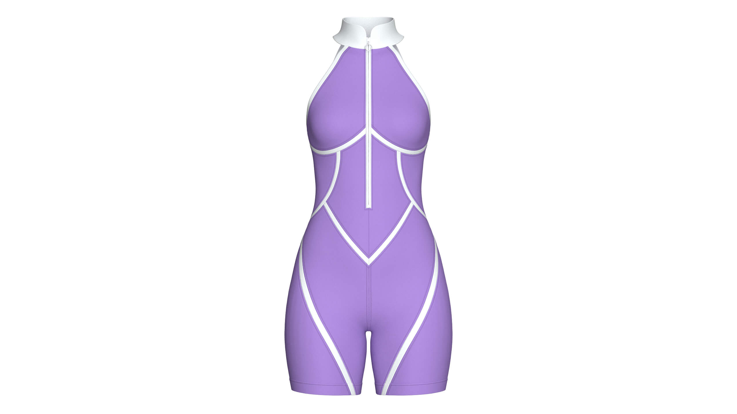 Girls Sleeveless Bodysuit with Contour Piping 3D Model