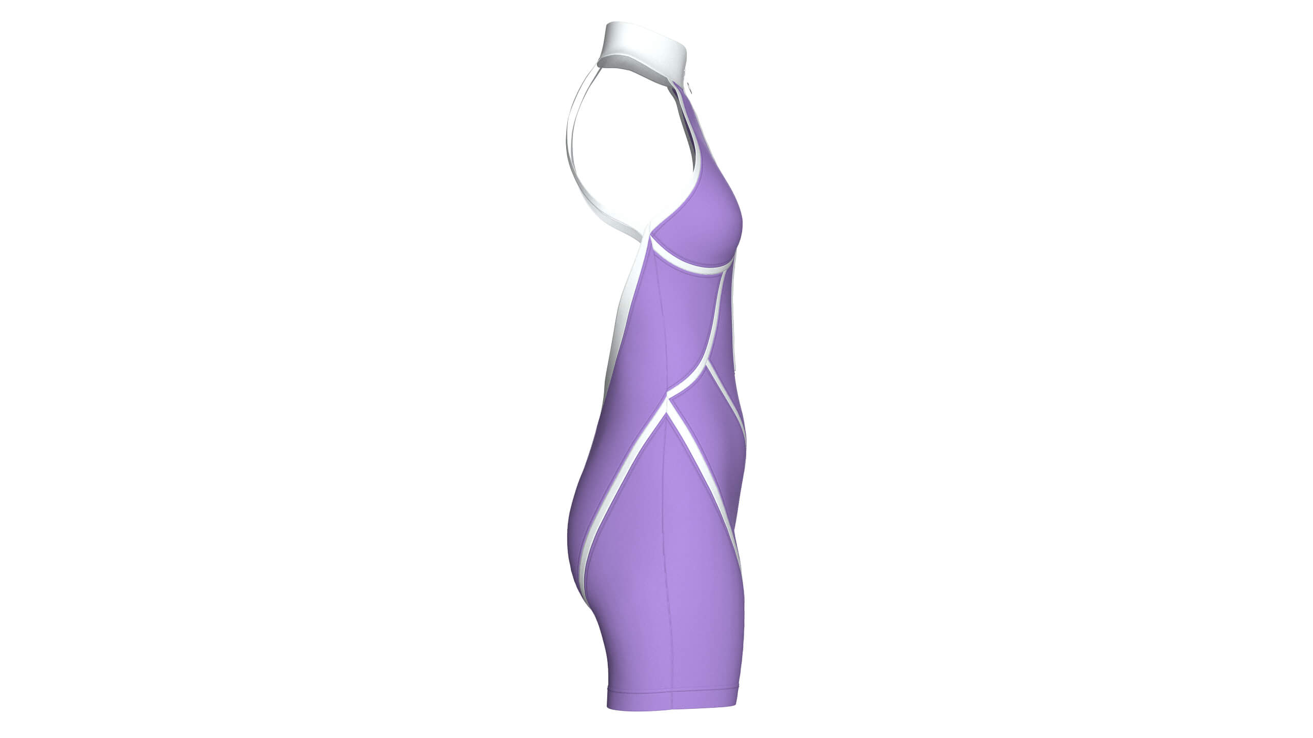Girls Sleeveless Bodysuit with Contour Piping 3D Model