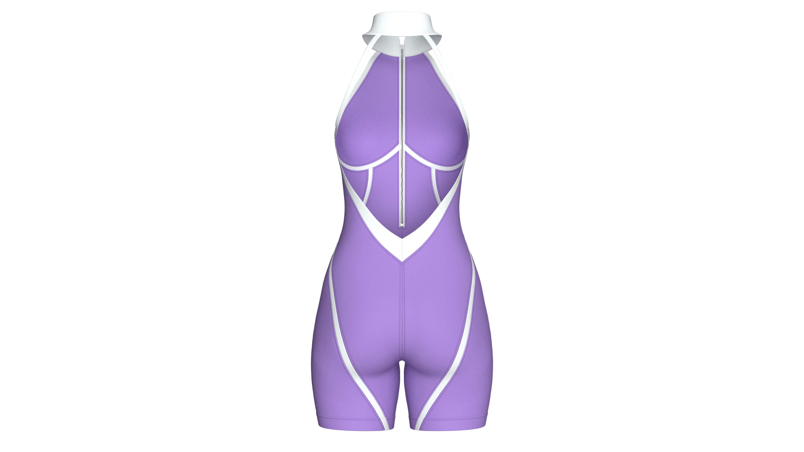 Girls Sleeveless Bodysuit with Contour Piping 3D Model