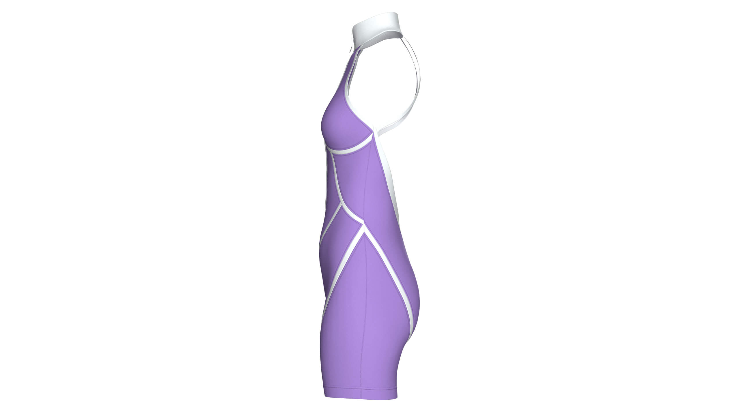 Girls Sleeveless Bodysuit with Contour Piping 3D Model