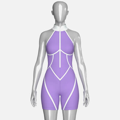 Girls Sleeveless Bodysuit with Contour Piping