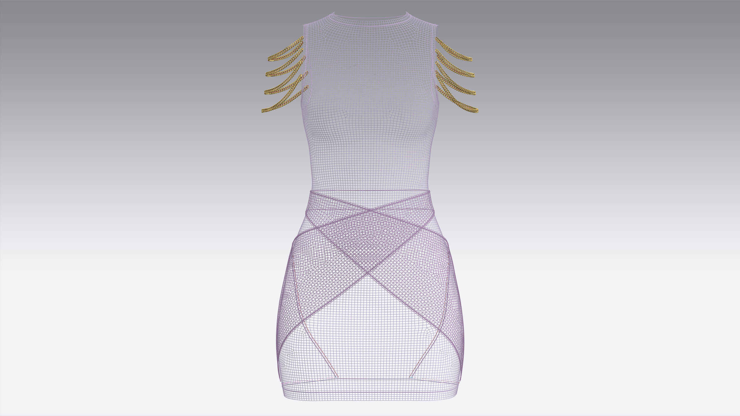 Girls Sleeveless Cross-Wrap Mini Dress 3D Model
