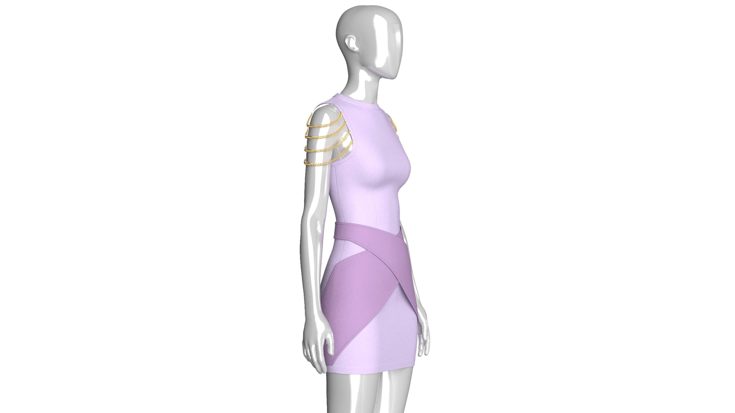 Girls Sleeveless Cross-Wrap Mini Dress 3D Model