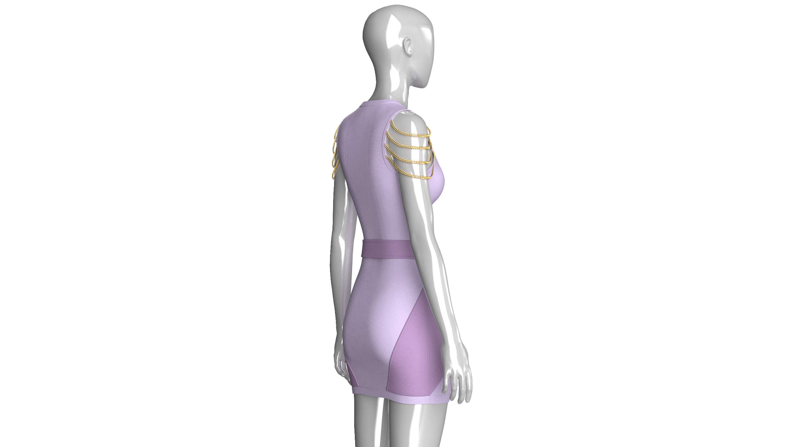 Girls Sleeveless Cross-Wrap Mini Dress 3D Model