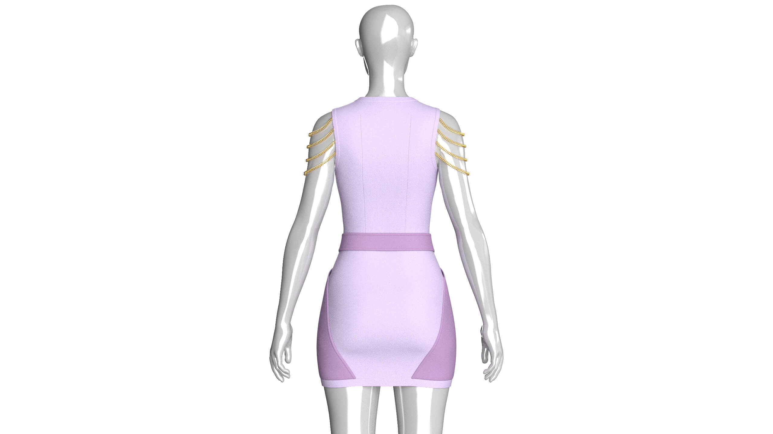 Girls Sleeveless Cross-Wrap Mini Dress 3D Model