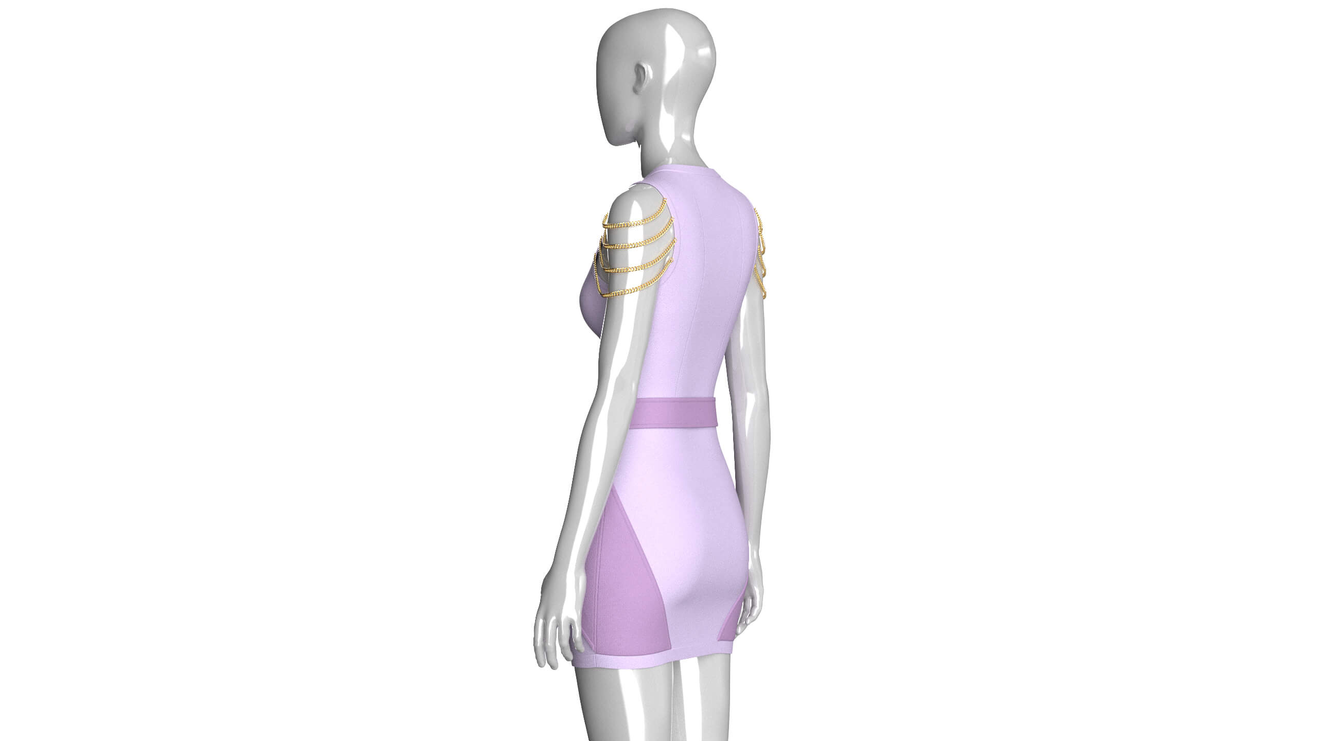 Girls Sleeveless Cross-Wrap Mini Dress 3D Model