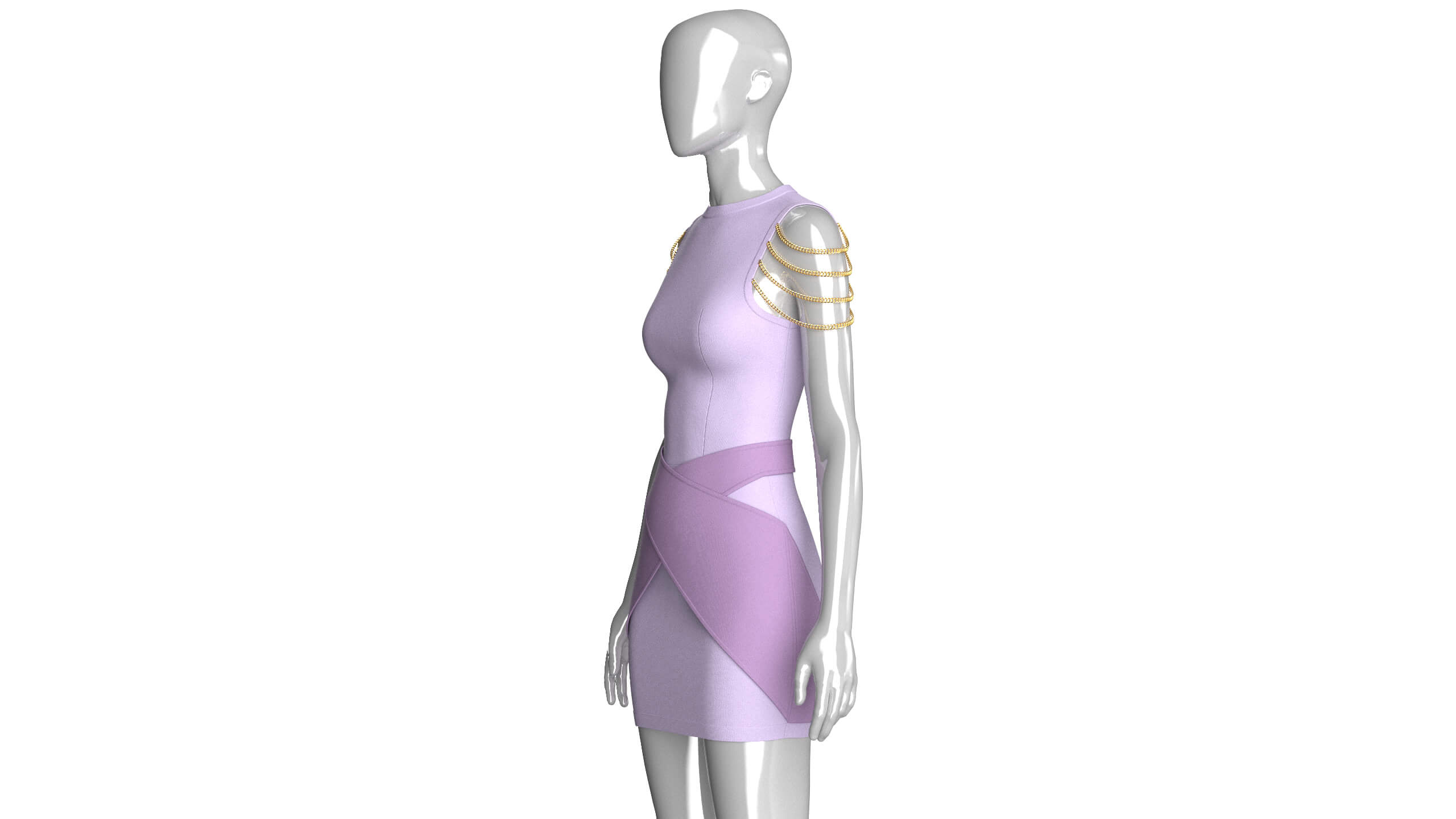 Girls Sleeveless Cross-Wrap Mini Dress 3D Model