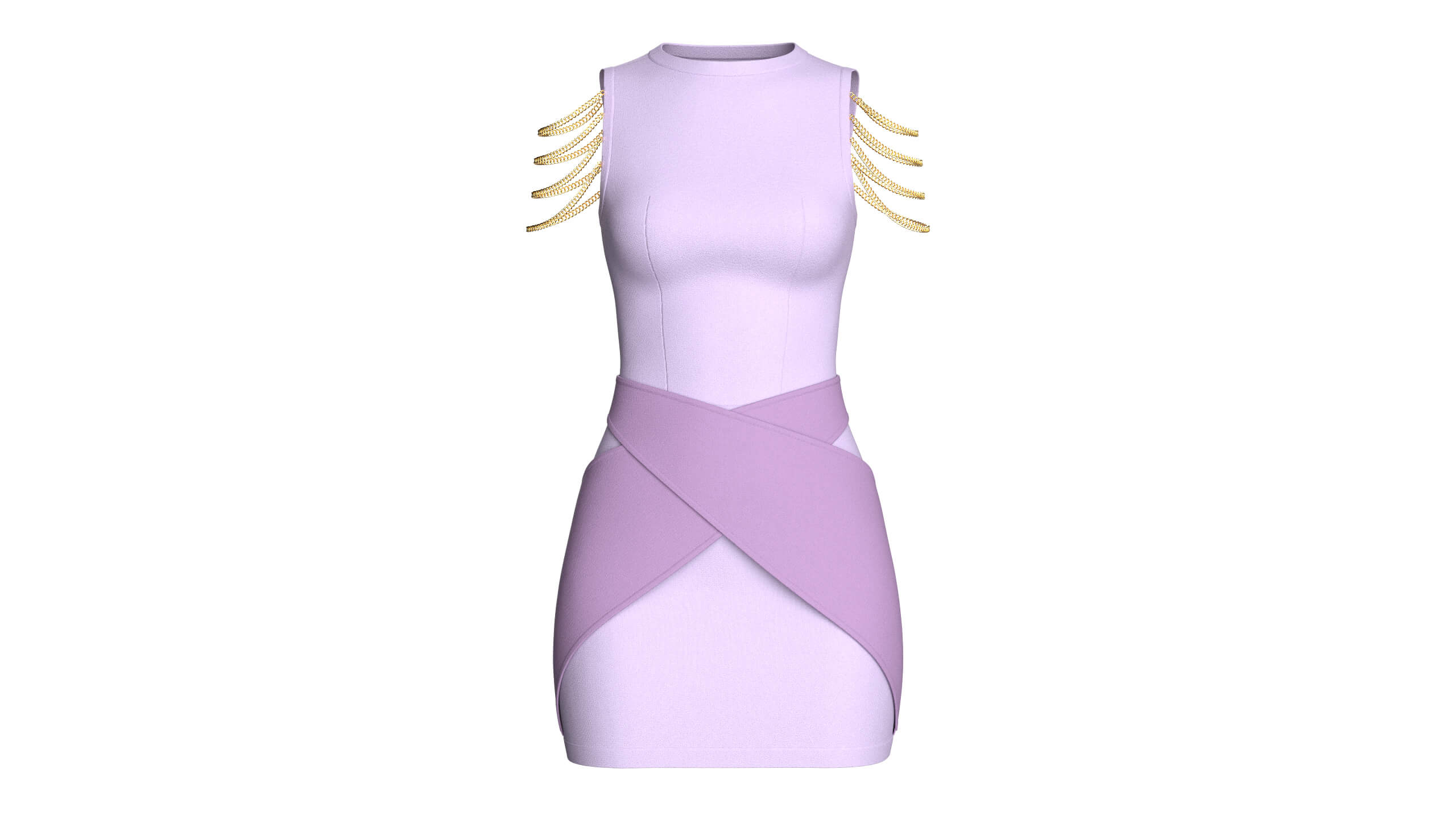 Girls Sleeveless Cross-Wrap Mini Dress 3D Model