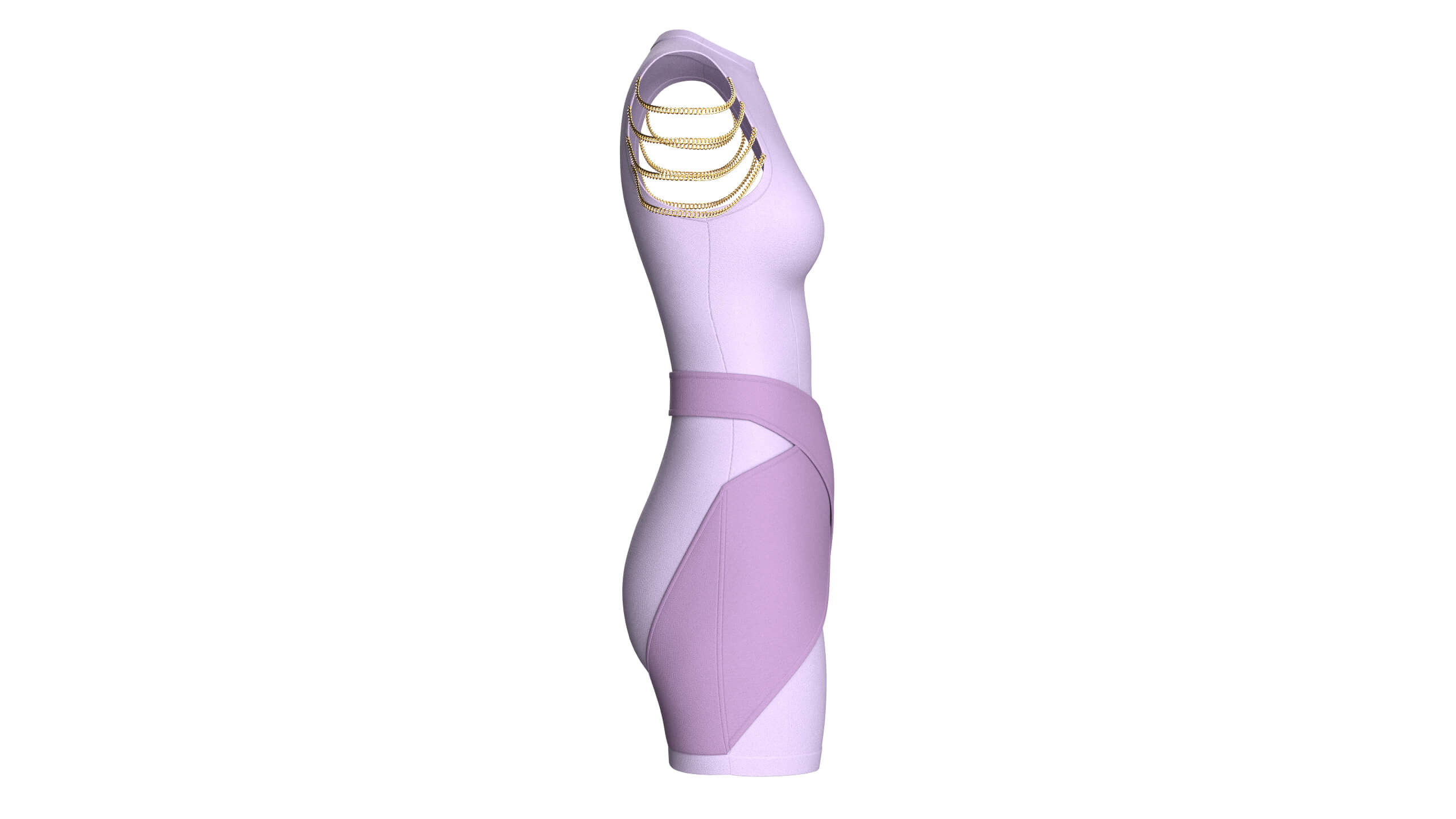Girls Sleeveless Cross-Wrap Mini Dress 3D Model