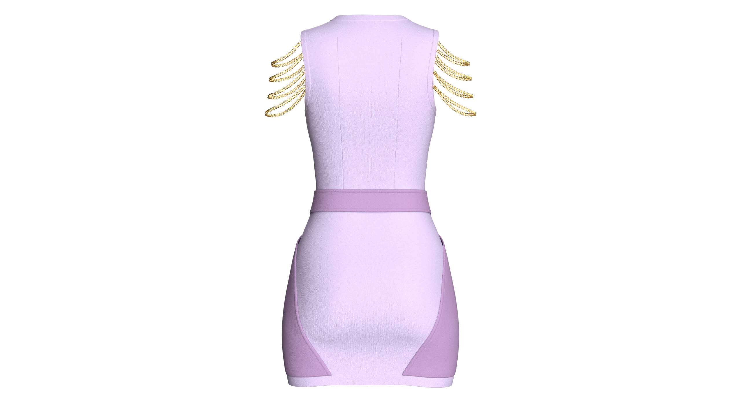 Girls Sleeveless Cross-Wrap Mini Dress 3D Model