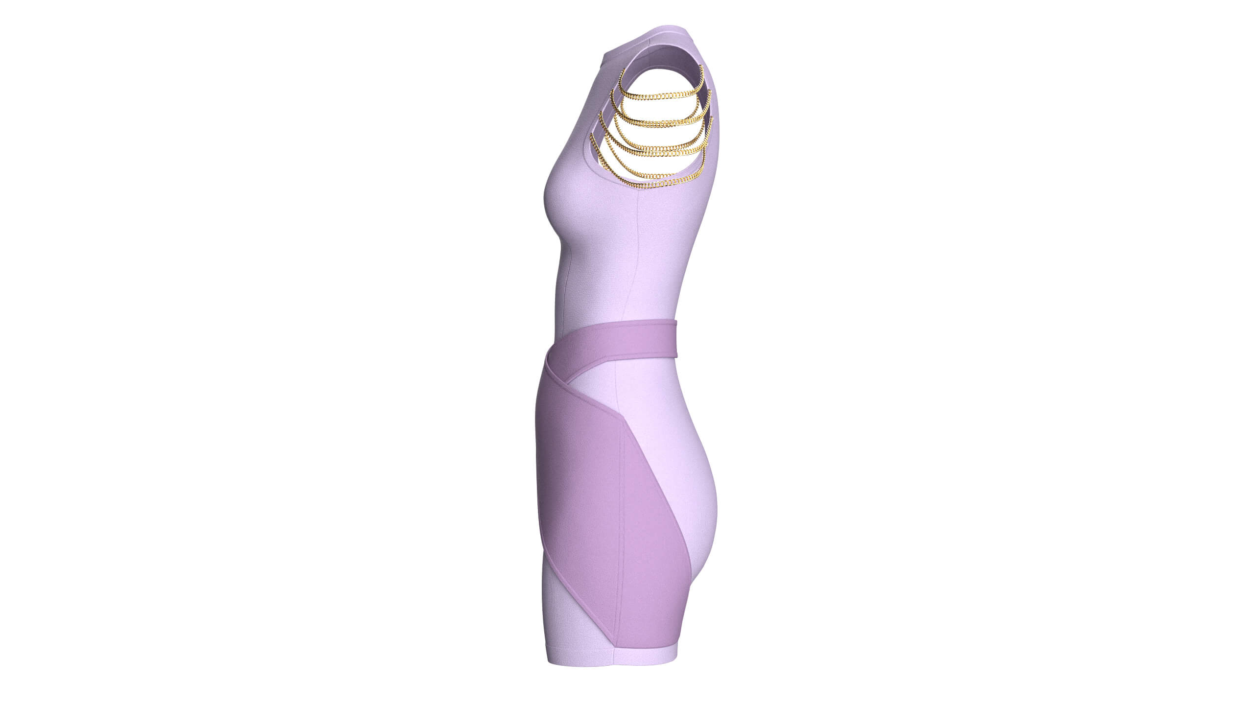 Girls Sleeveless Cross-Wrap Mini Dress 3D Model