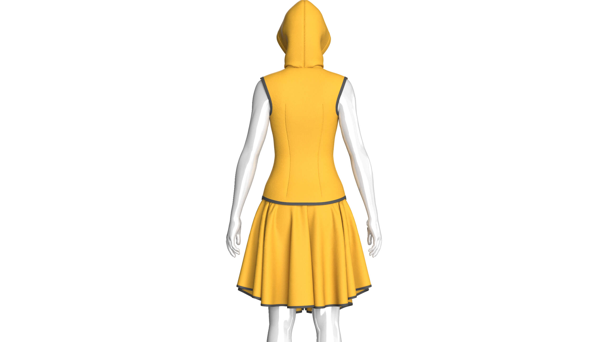 Girls Sleeveless Full-Zip Hooded Dress 3D Model