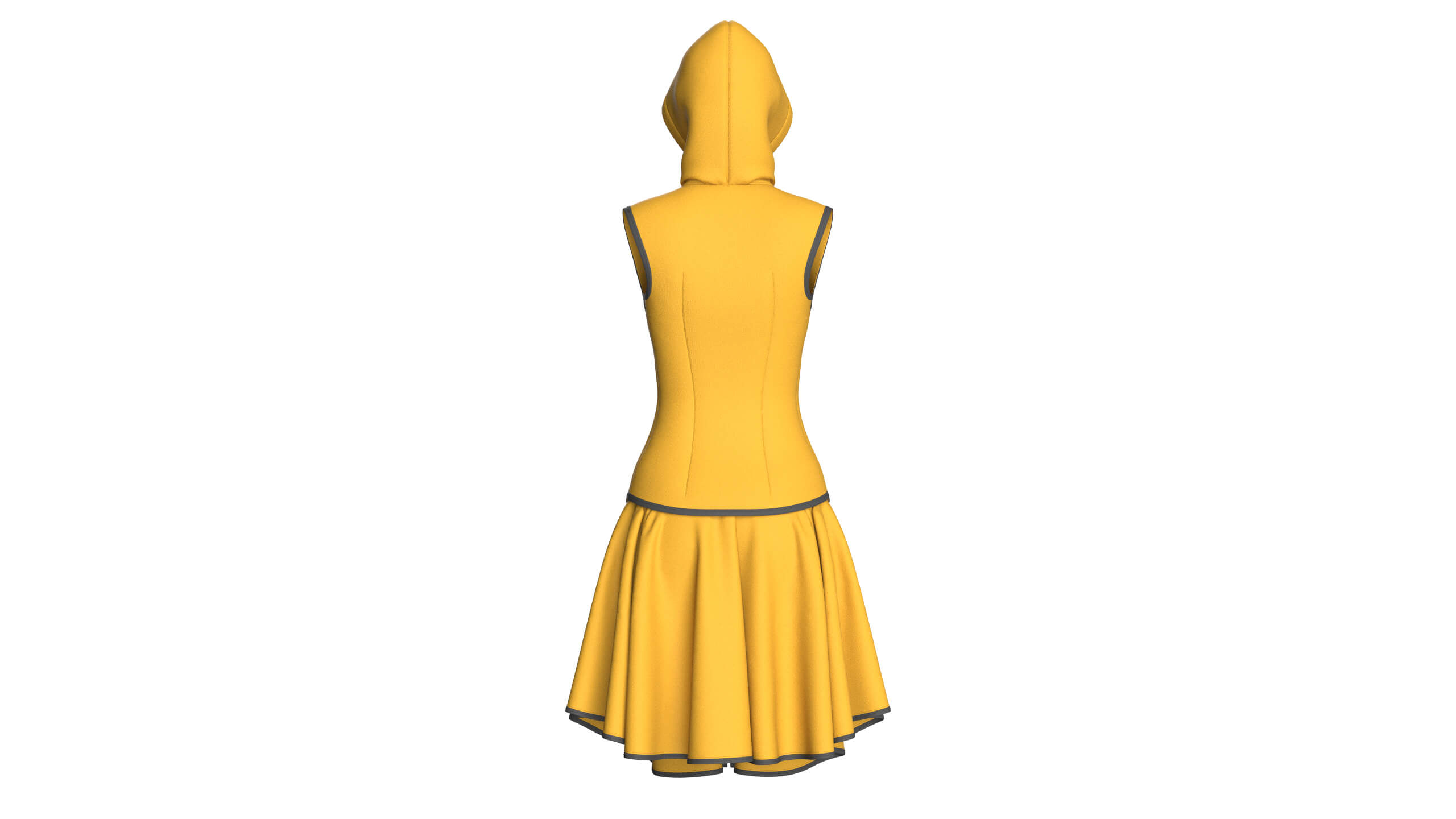 Girls Sleeveless Full-Zip Hooded Dress 3D Model