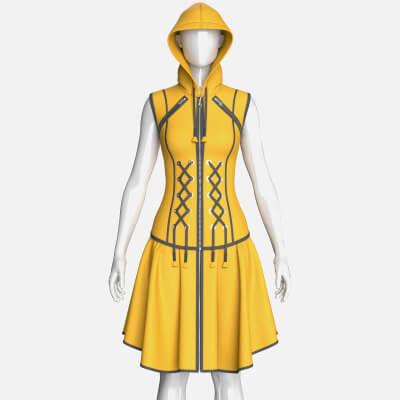 Girls Sleeveless Full-Zip Hooded Dress