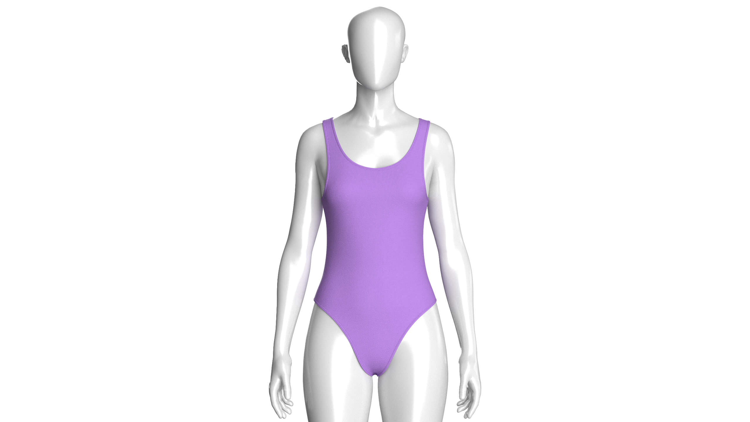 Girls Sleeveless High-Cut Bodysuit 3D Model