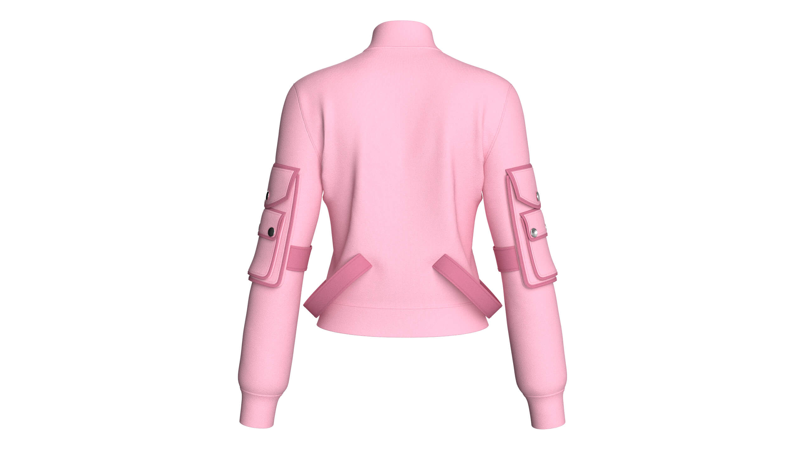 Girls Snap-Flap Pocket Zip-Up High Neck Jacket 3D Model