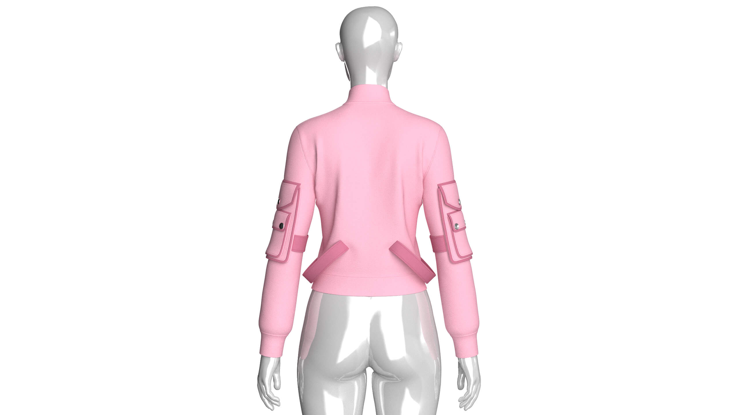 Girls Snap-Flap Pocket Zip-Up High Neck Jacket 3D Model