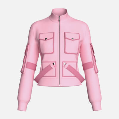 Girls Snap-Flap Pocket Zip-Up High Neck Jacket