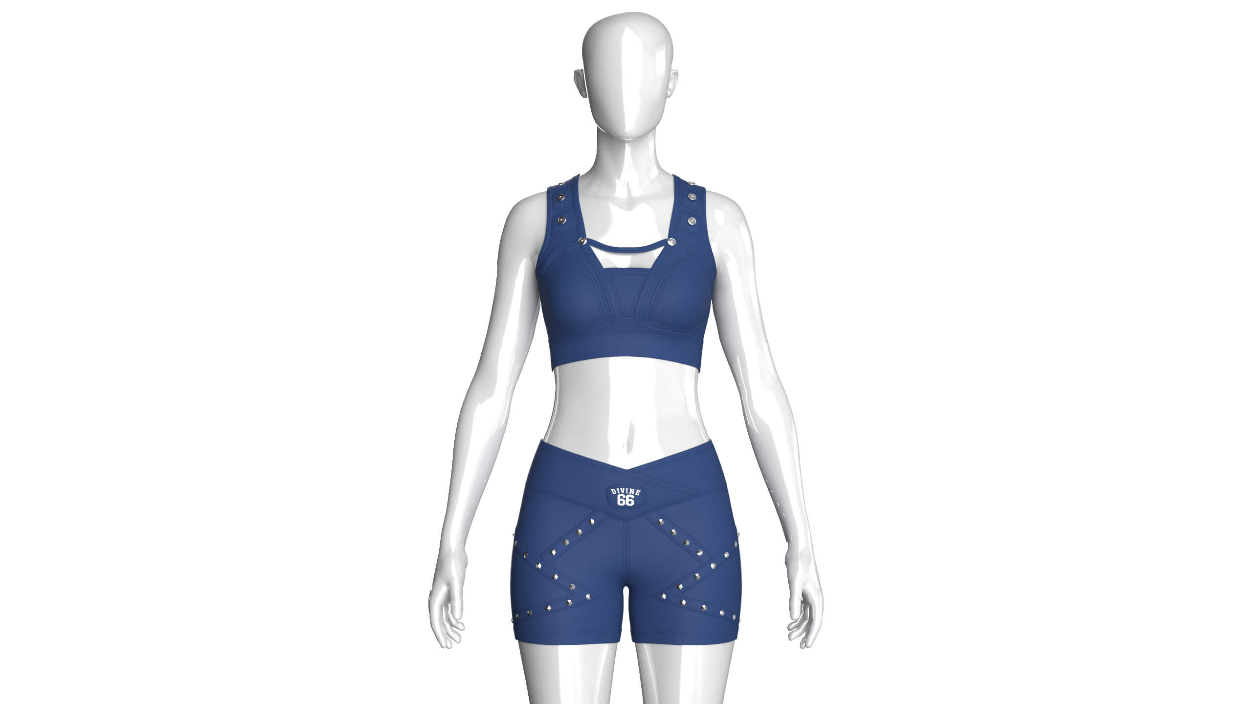 Girls Snap Strap Crop Top with Wrap Waist Shorts 3D Model