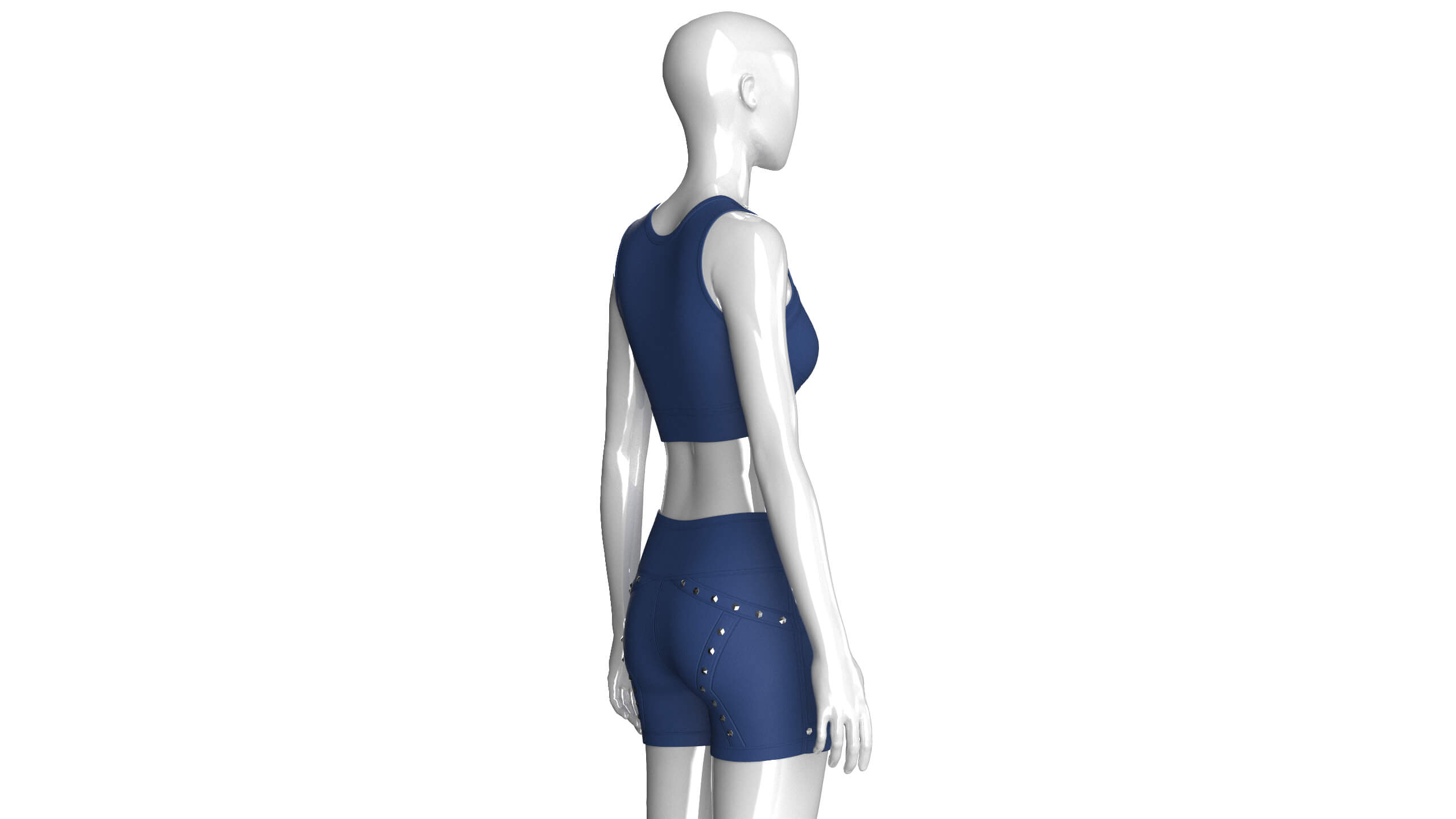 Girls Snap Strap Crop Top with Wrap Waist Shorts 3D Model