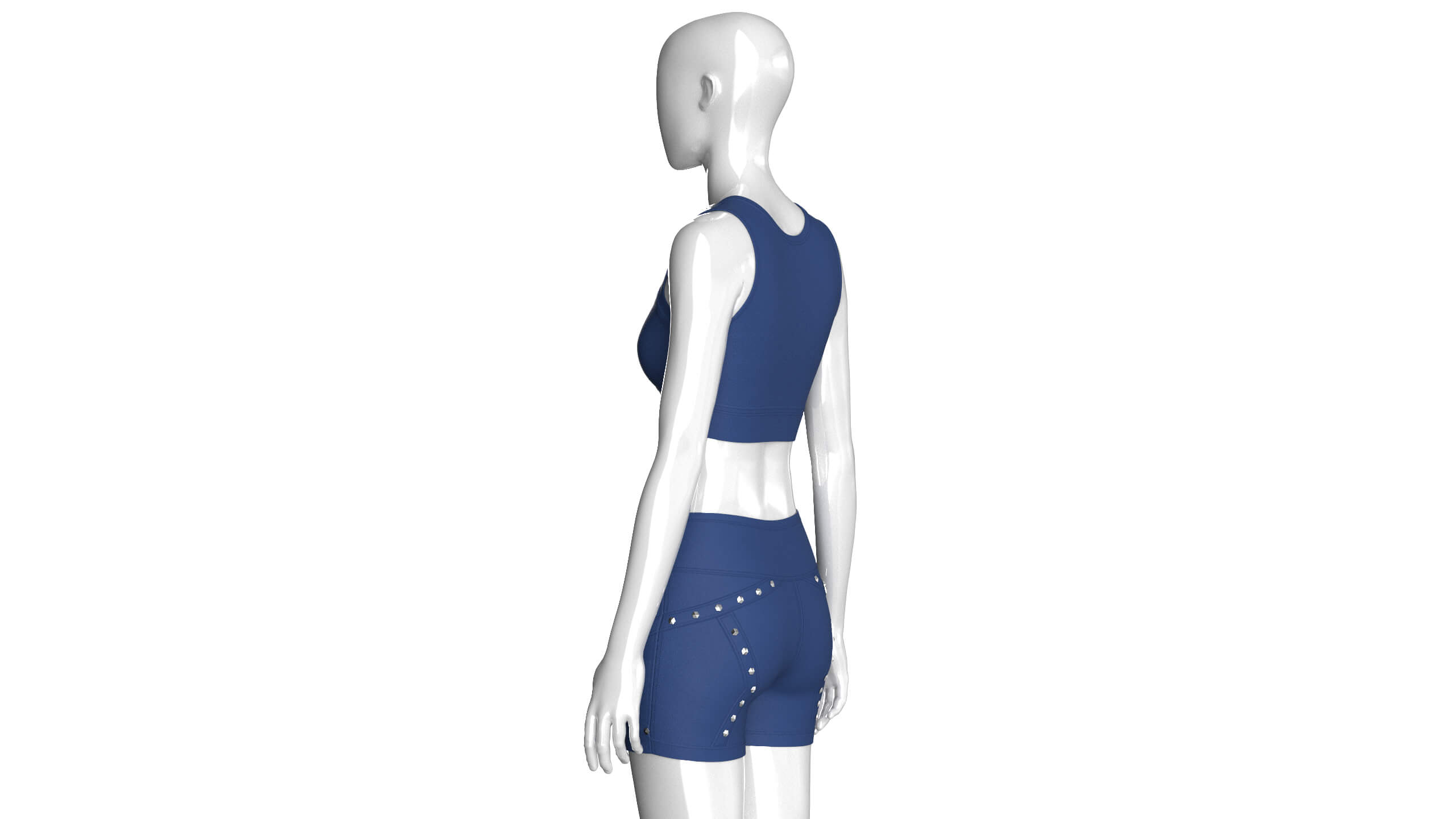 Girls Snap Strap Crop Top with Wrap Waist Shorts 3D Model