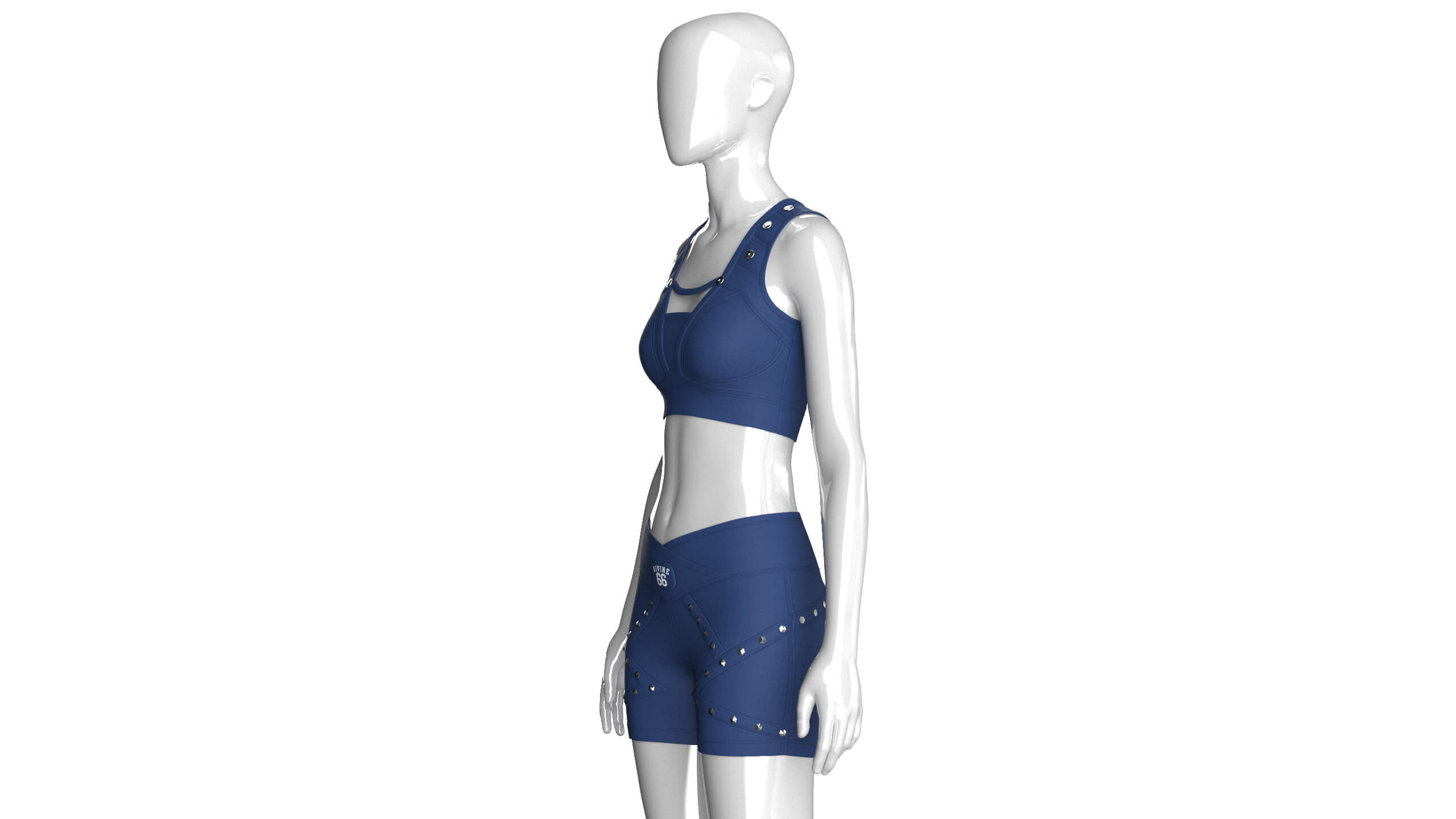 Girls Snap Strap Crop Top with Wrap Waist Shorts 3D Model