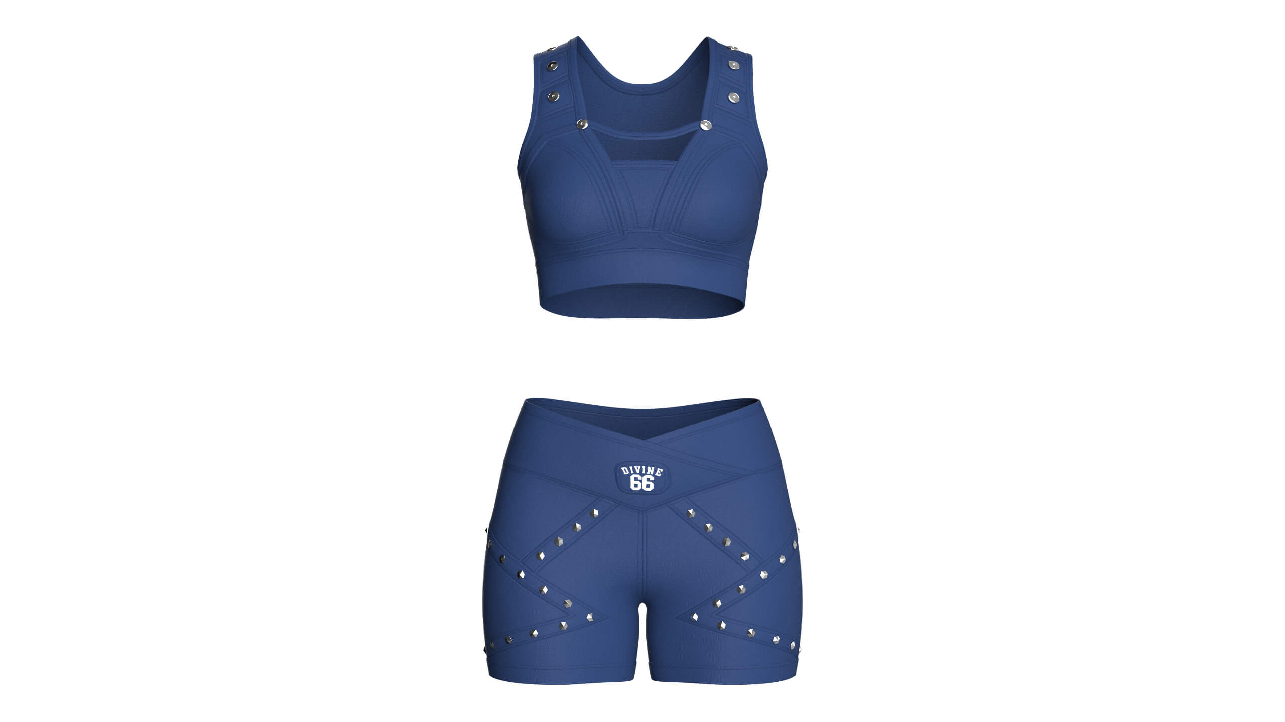 Girls Snap Strap Crop Top with Wrap Waist Shorts 3D Model