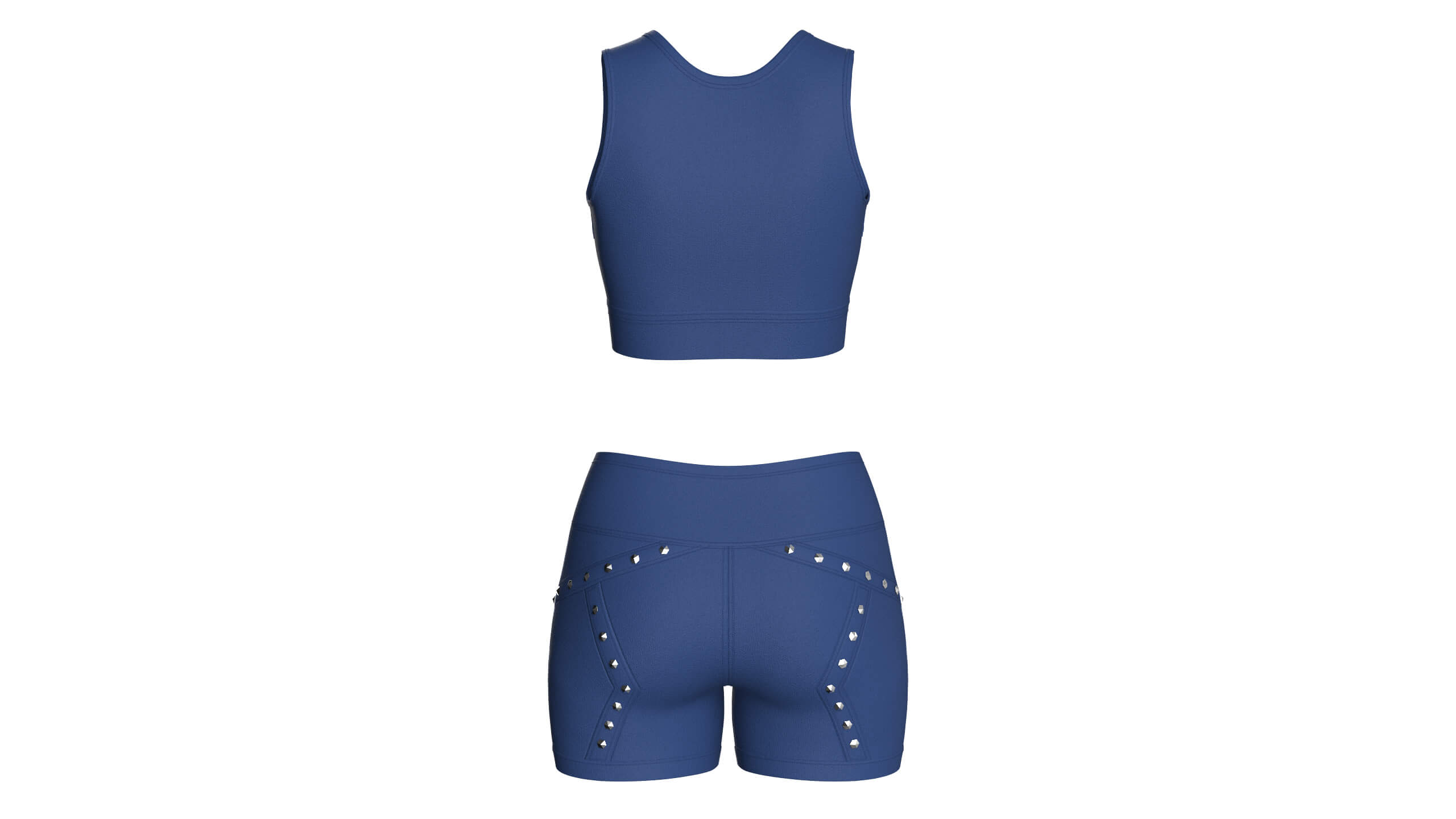 Girls Snap Strap Crop Top with Wrap Waist Shorts 3D Model