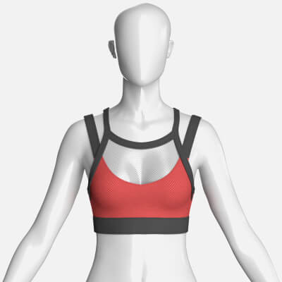 Girls Sports Bra with Sheer Upper Mesh Panel