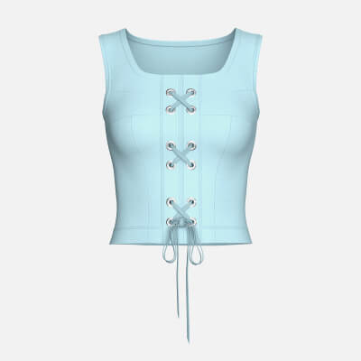Girls Square Neck Front Lace-Up Corset Top