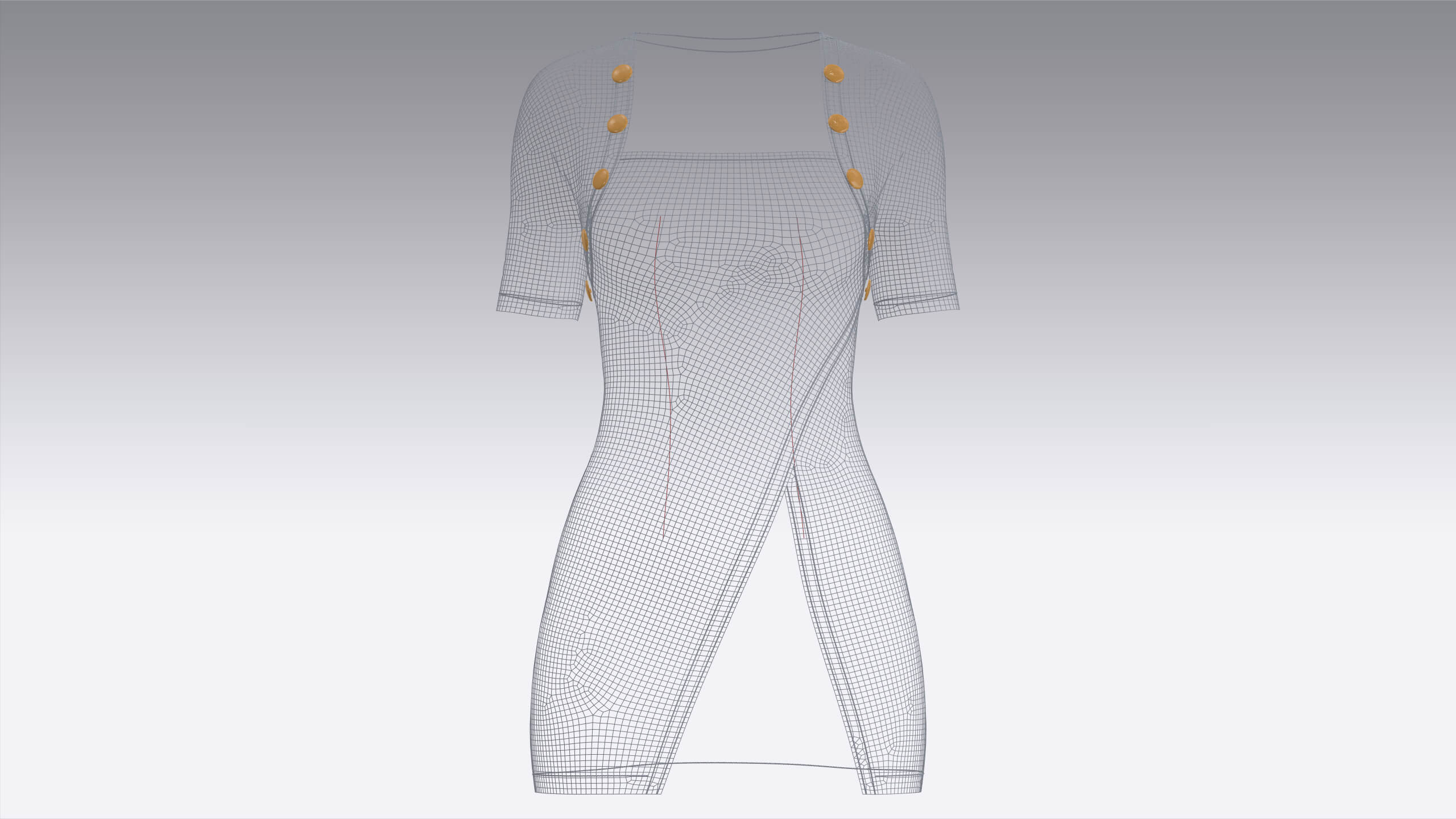 Girls Square-Neck Ribbed Mini Dress 3D Model