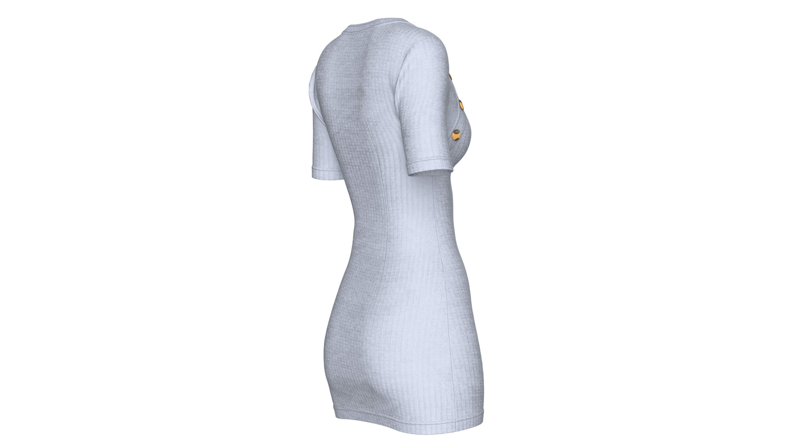 Girls Square-Neck Ribbed Mini Dress 3D Model