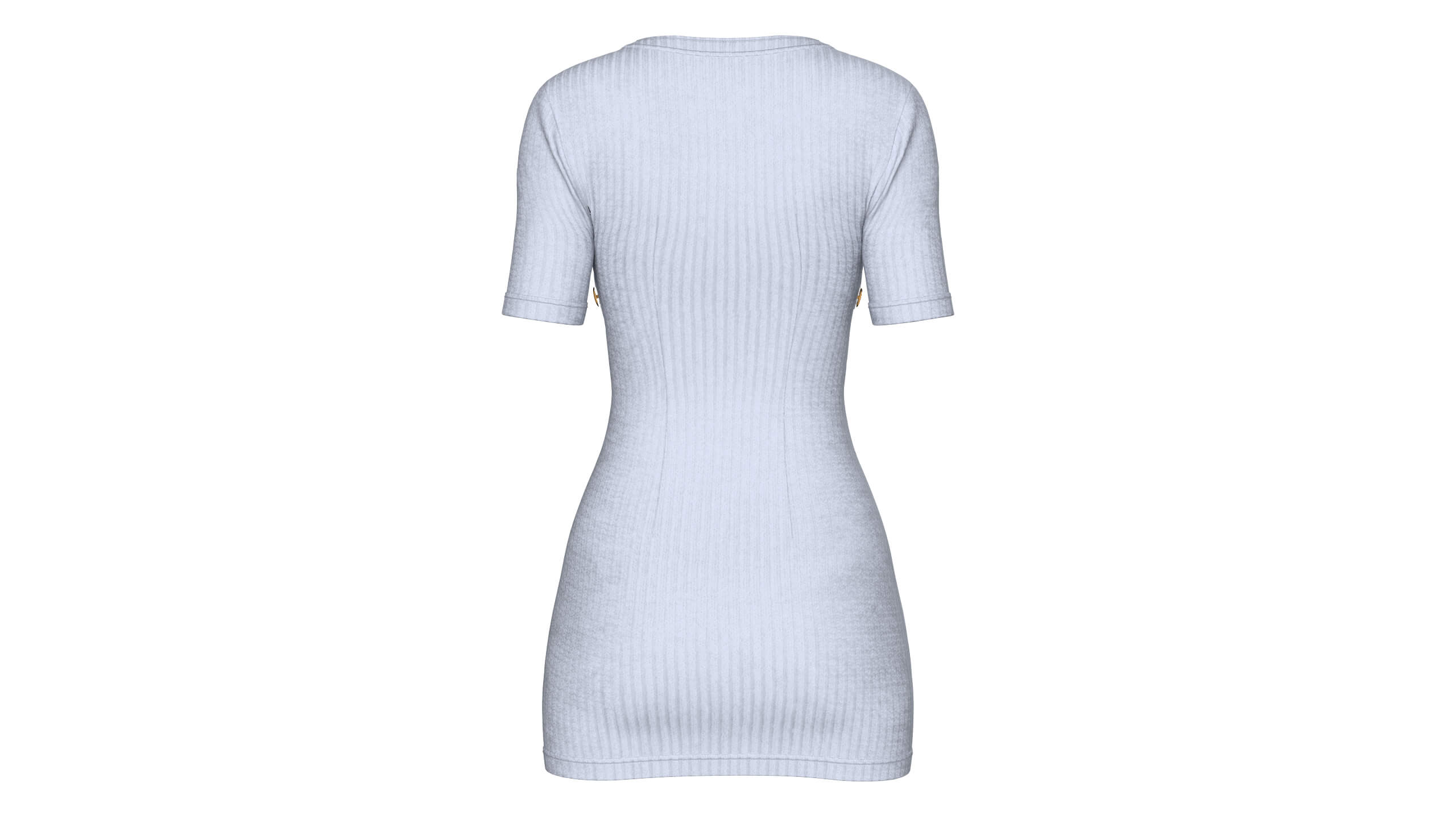 Girls Square-Neck Ribbed Mini Dress 3D Model