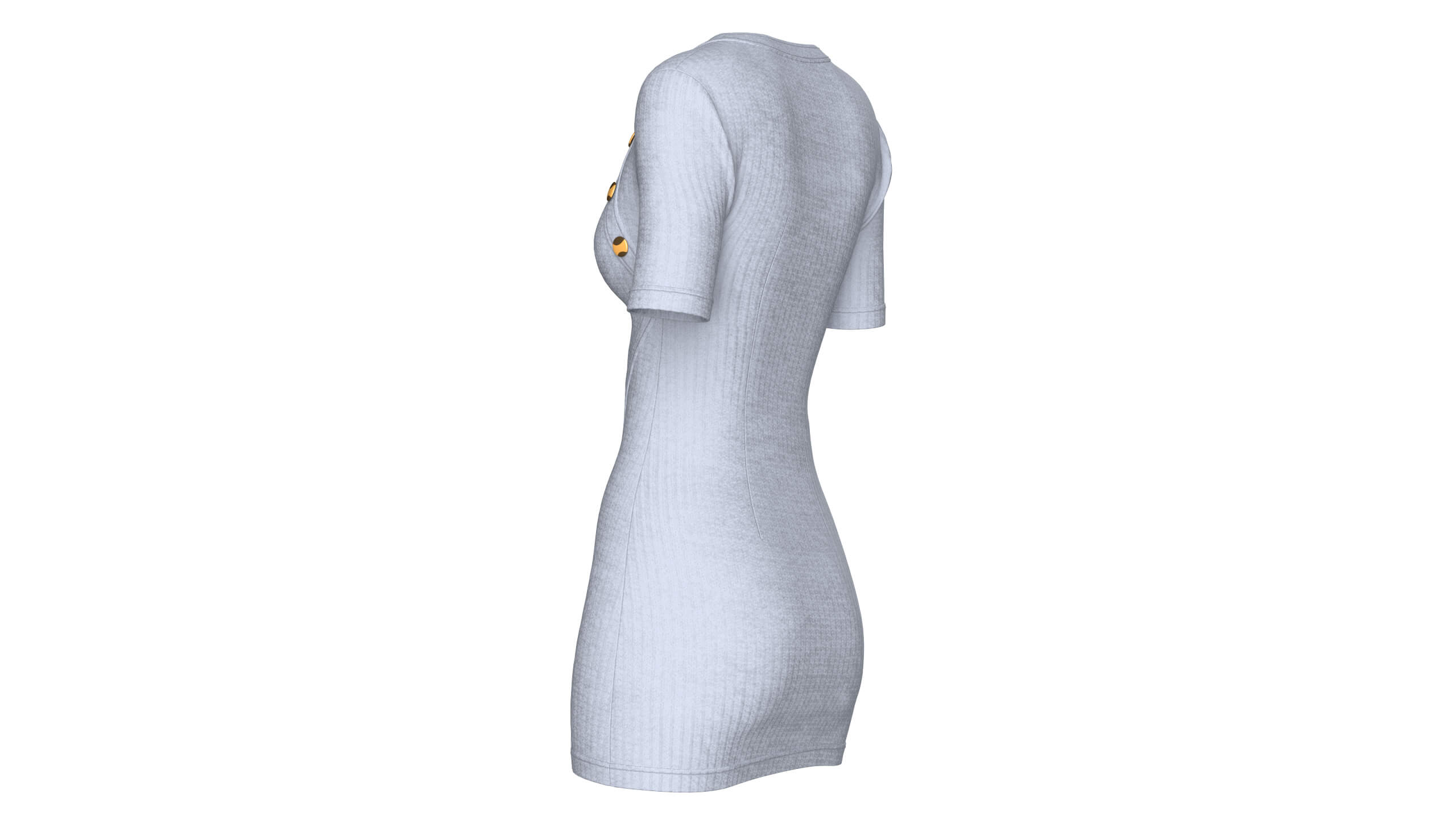 Girls Square-Neck Ribbed Mini Dress 3D Model
