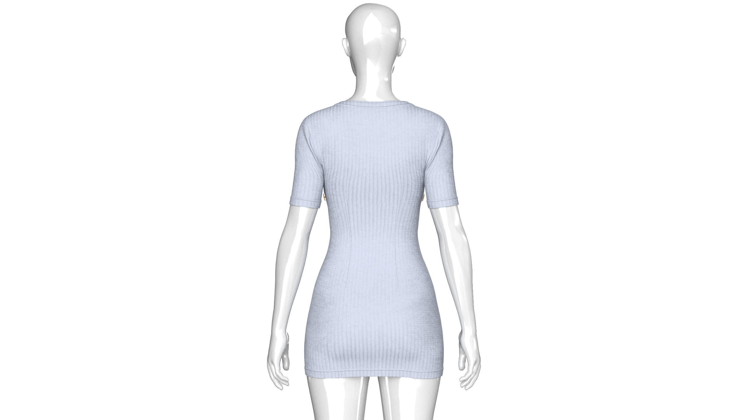 Girls Square-Neck Ribbed Mini Dress 3D Model
