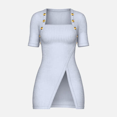 Girls Square-Neck Ribbed Mini Dress