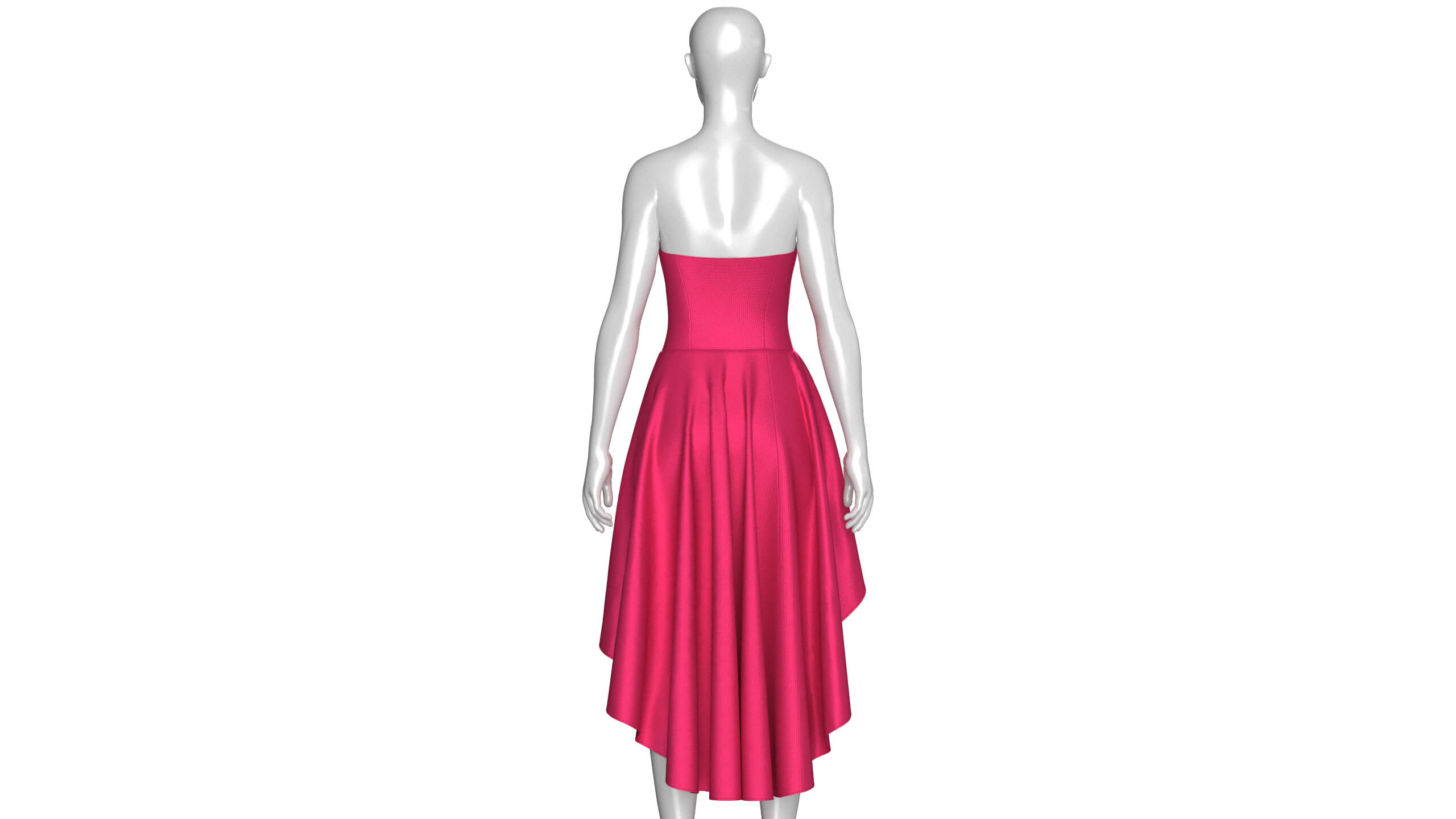 Girls Strapless Sweetheart High-Low Ruffle Gown 3D Model