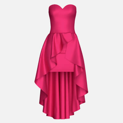 Girls Strapless Sweetheart High-Low Ruffle Gown