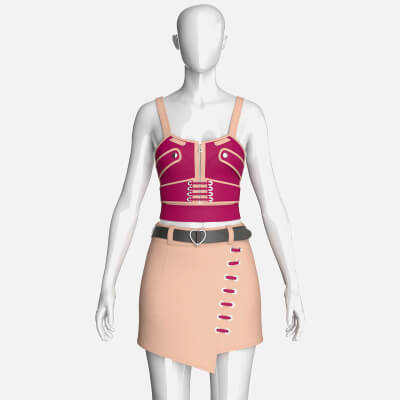 Girls Strappy Crop Top with Mini Skirt - Outfit