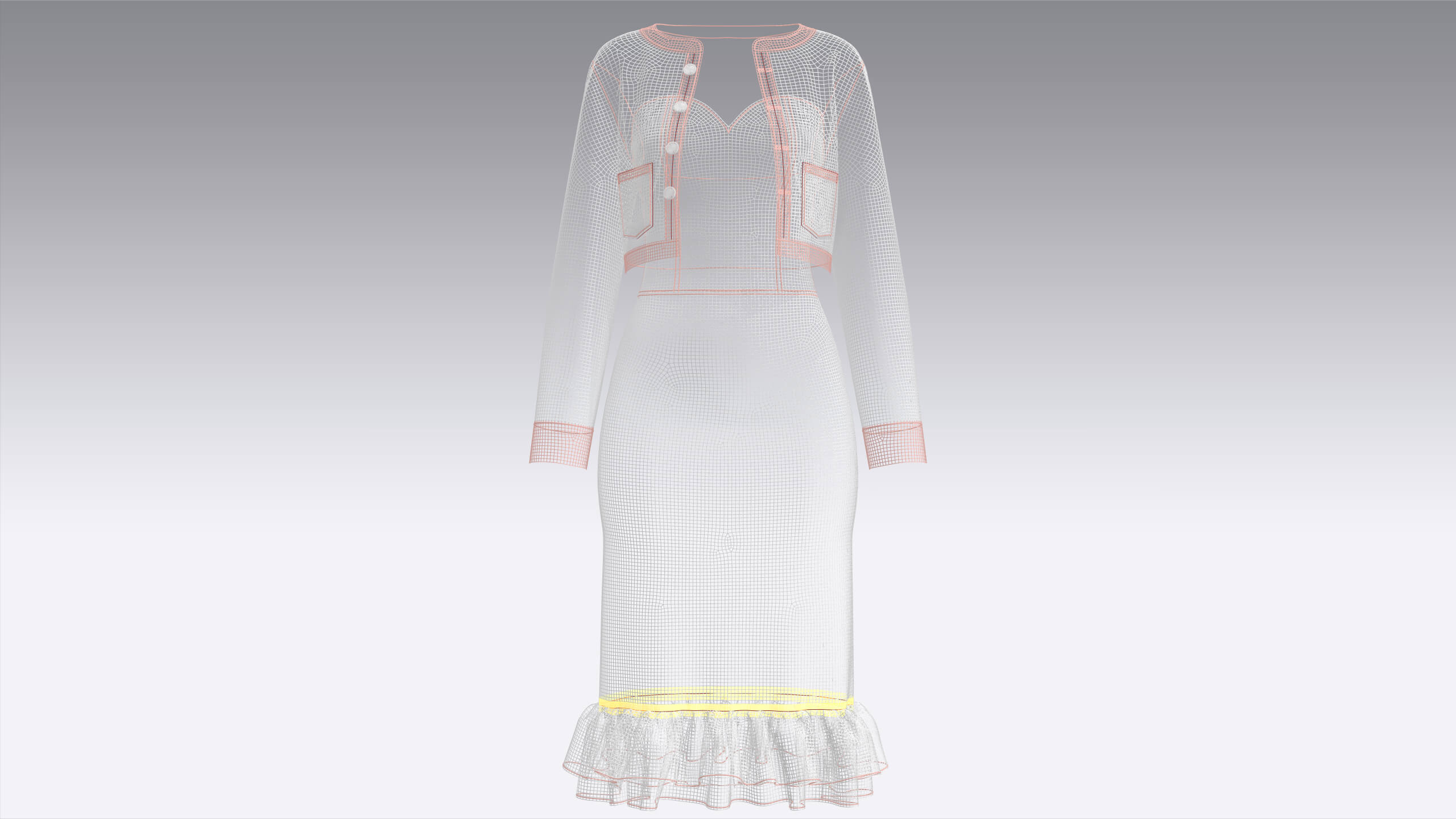 Girls Striped Cropped Cardigan with Midi Dress 3D Model