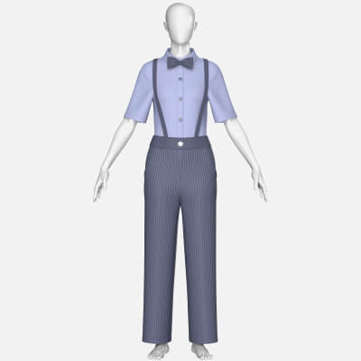 Girls Striped Pant with Shirt Suspenders - Outfit